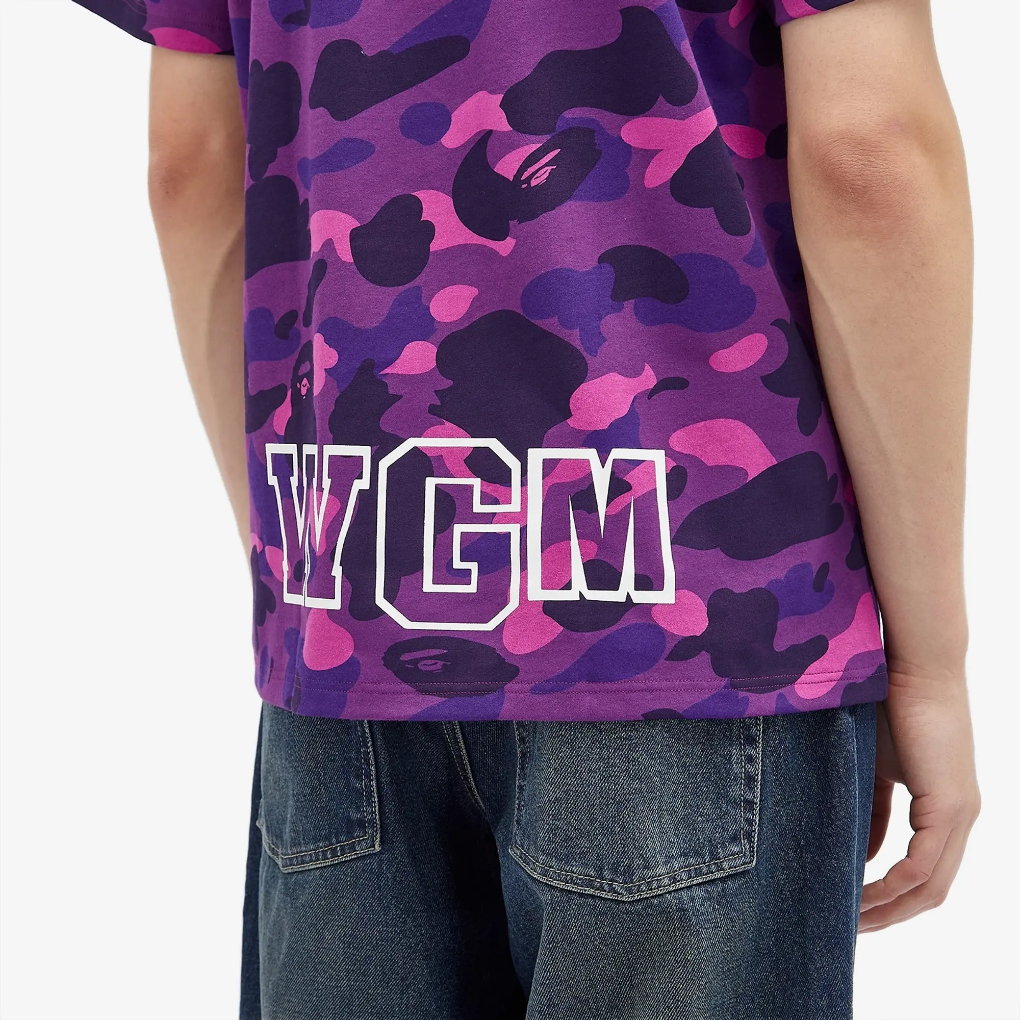 A Bathing Ape Men's All Over Colour Camo Shark T-Shirt Purple