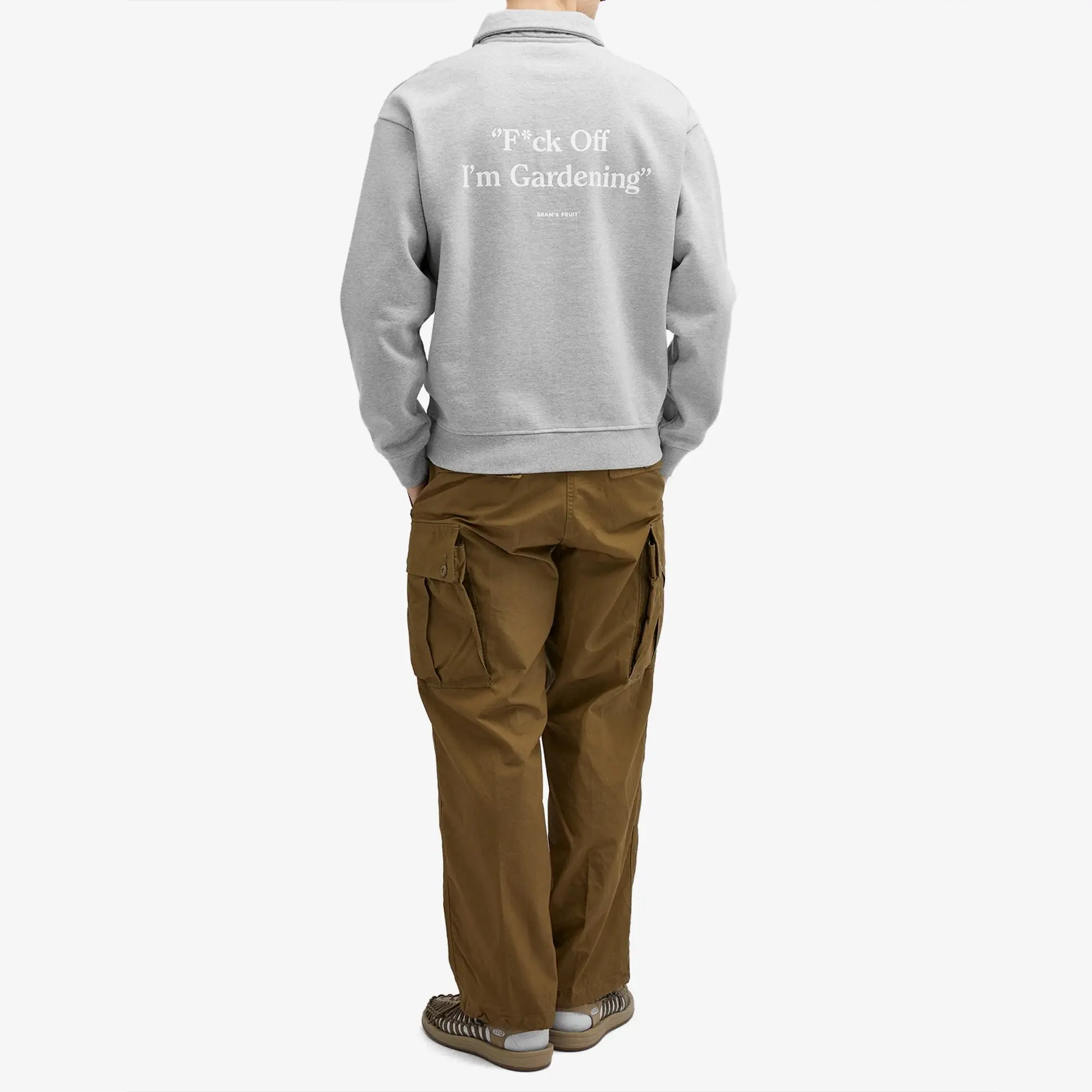Bram's Fruit Men's Gardening Polo Half Zip Sweat Grey