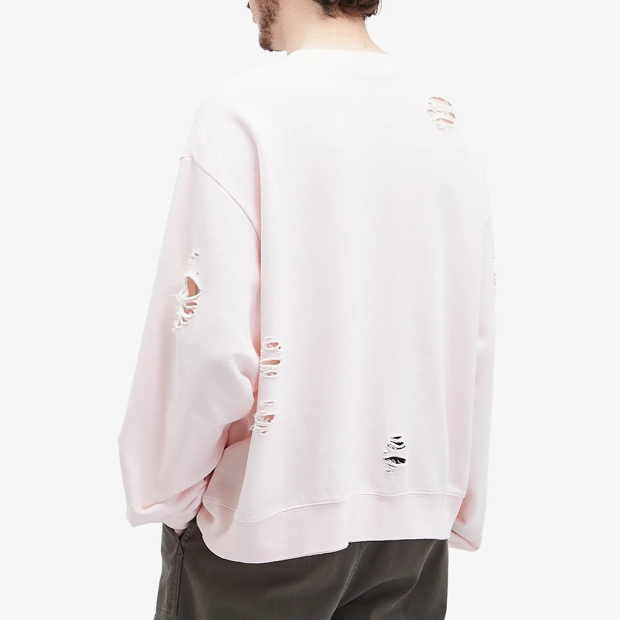 Acne Studios Men's Franziska Button Logo Sweatshirt Faded Pink