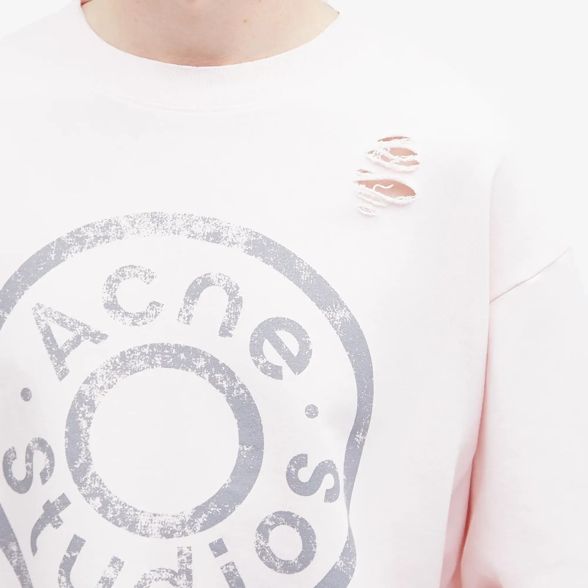 Acne Studios Men's Franziska Button Logo Sweatshirt Faded Pink