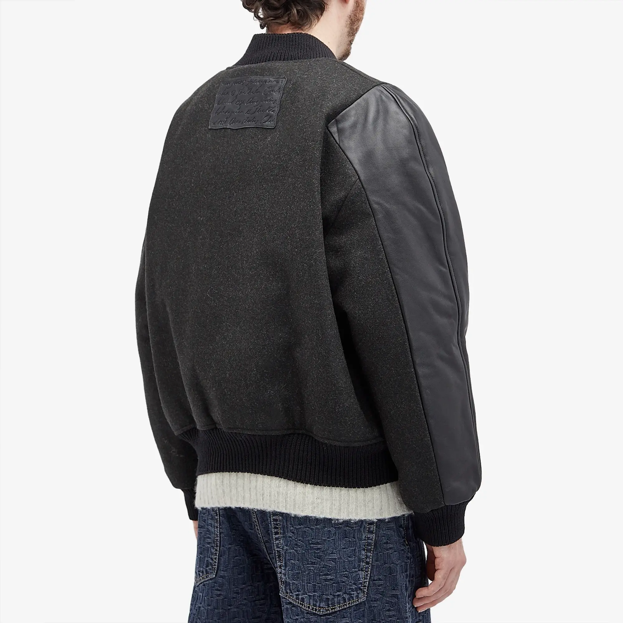 Acne Studios Men's Orsity Wool Varsity Jacket Dark Grey Melange