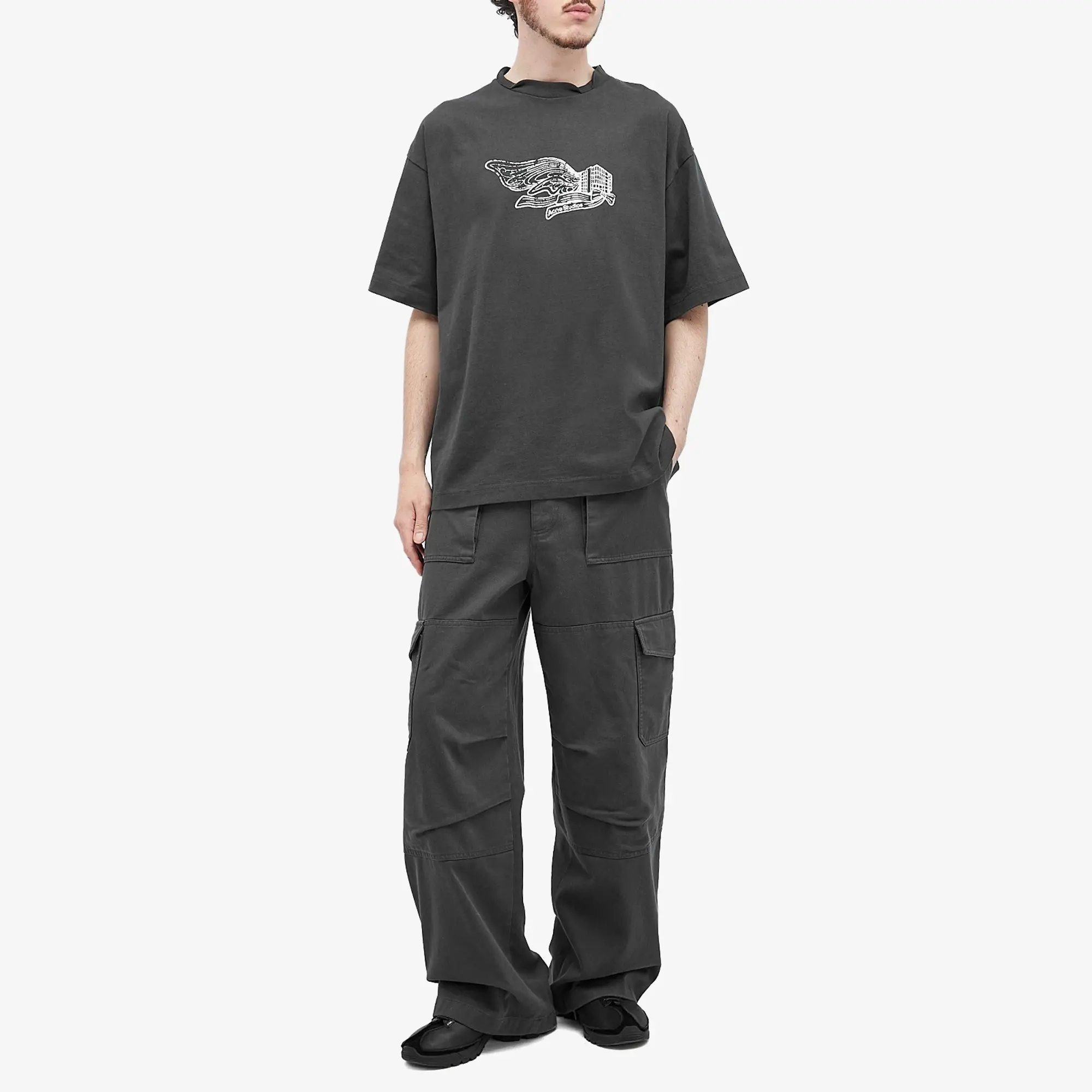 Acne Studios Men's Edlund Logo Wings T-Shirt Faded Black
