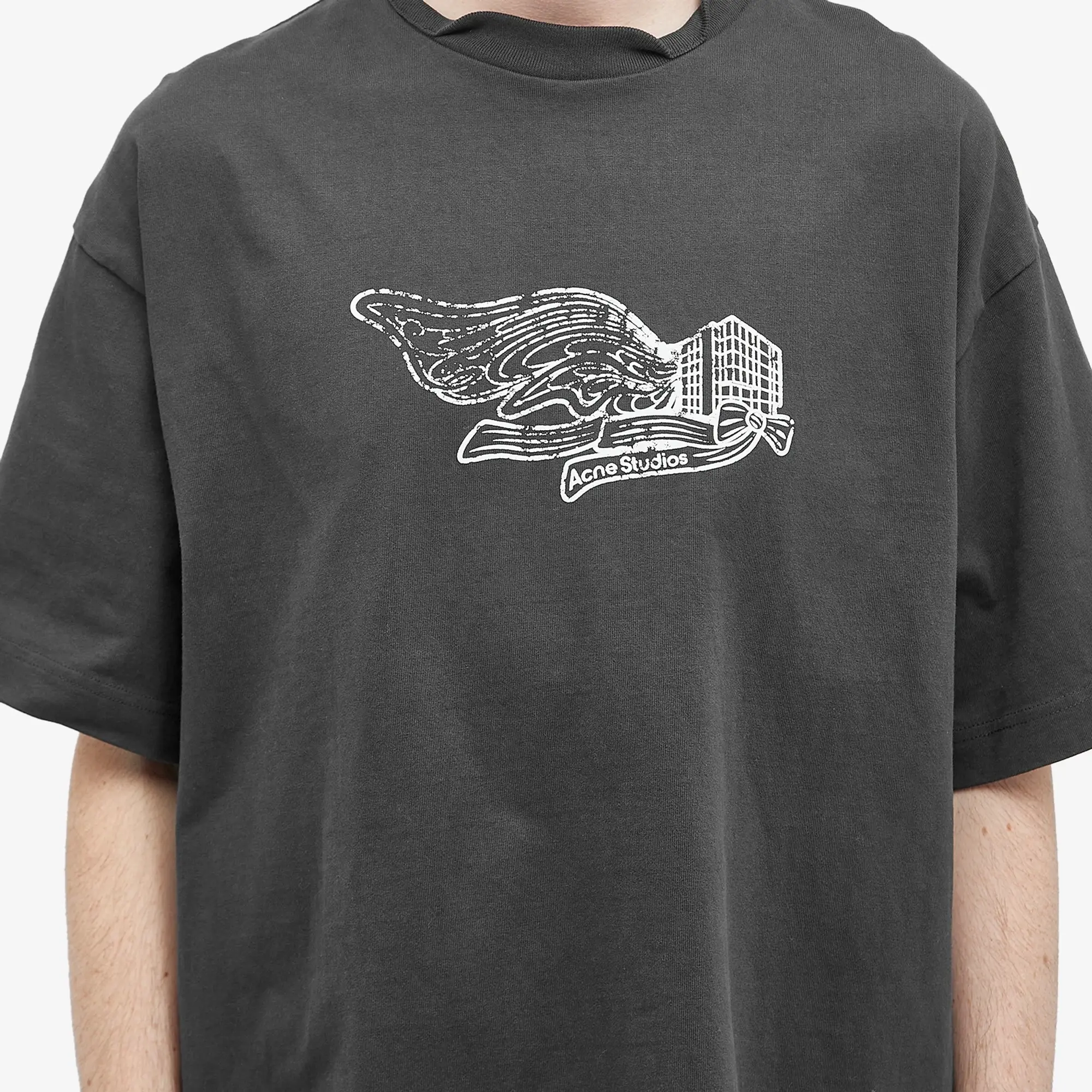 Acne Studios Men's Edlund Logo Wings T-Shirt Faded Black