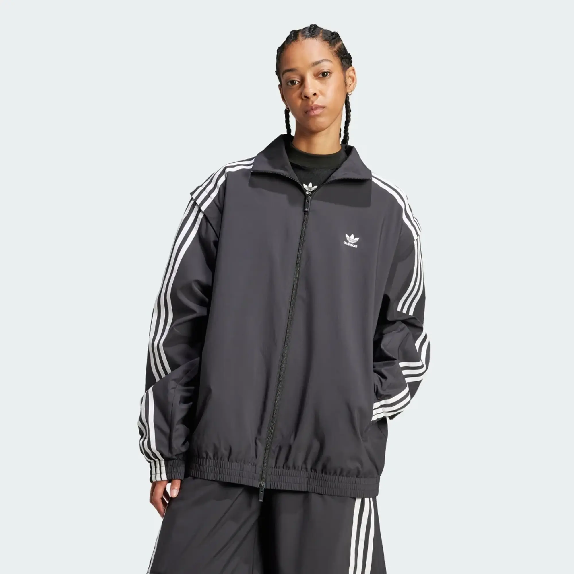 Adidas Women's Oversized Zip Off Track Top Black