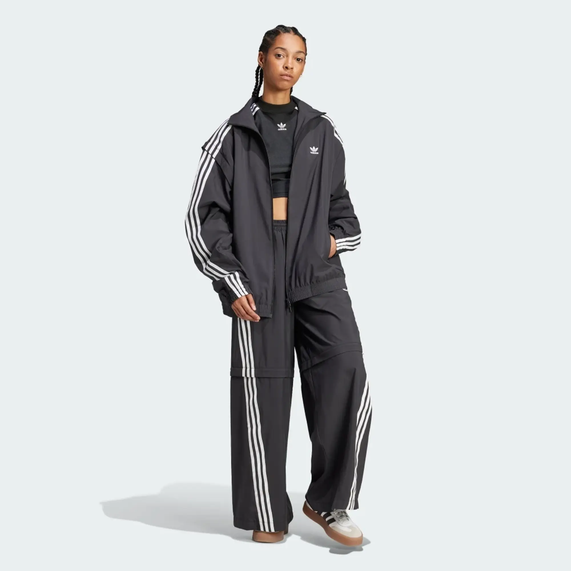 Adidas Women's Oversized Zip Off Track Top Black