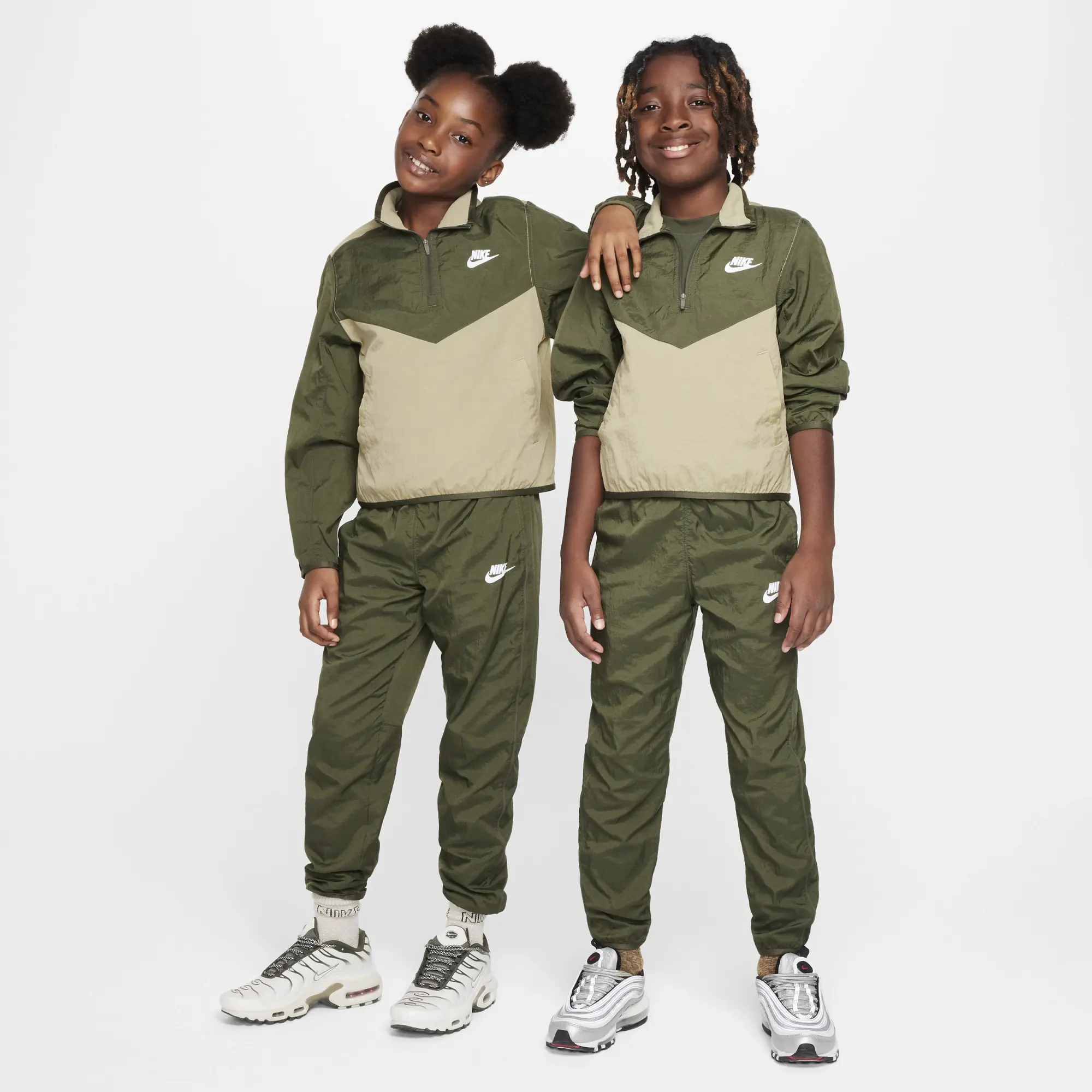 Green nike tracksuit best sale