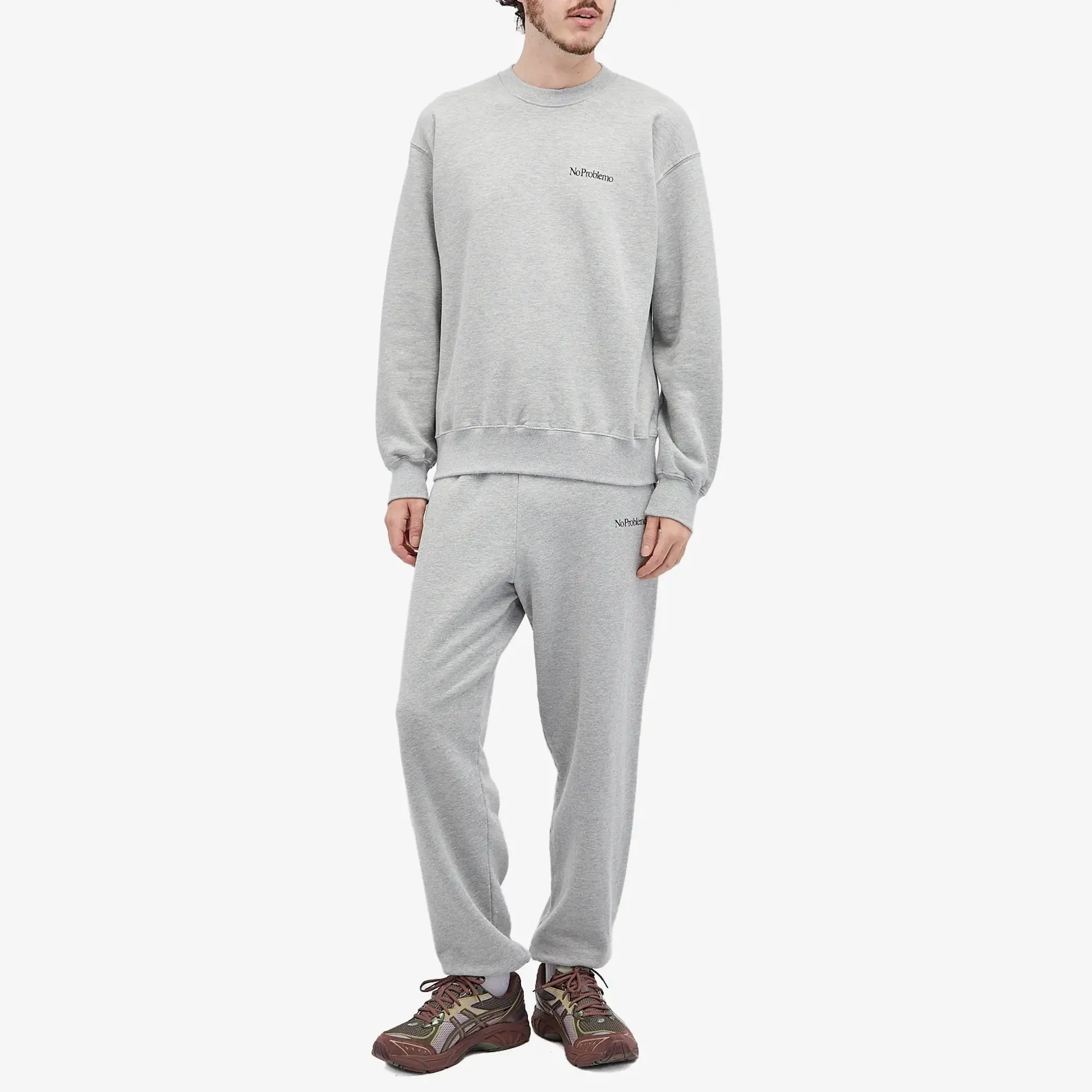 No Problemo Men's Mini Problemo Crew Sweatshirt Grey Marl