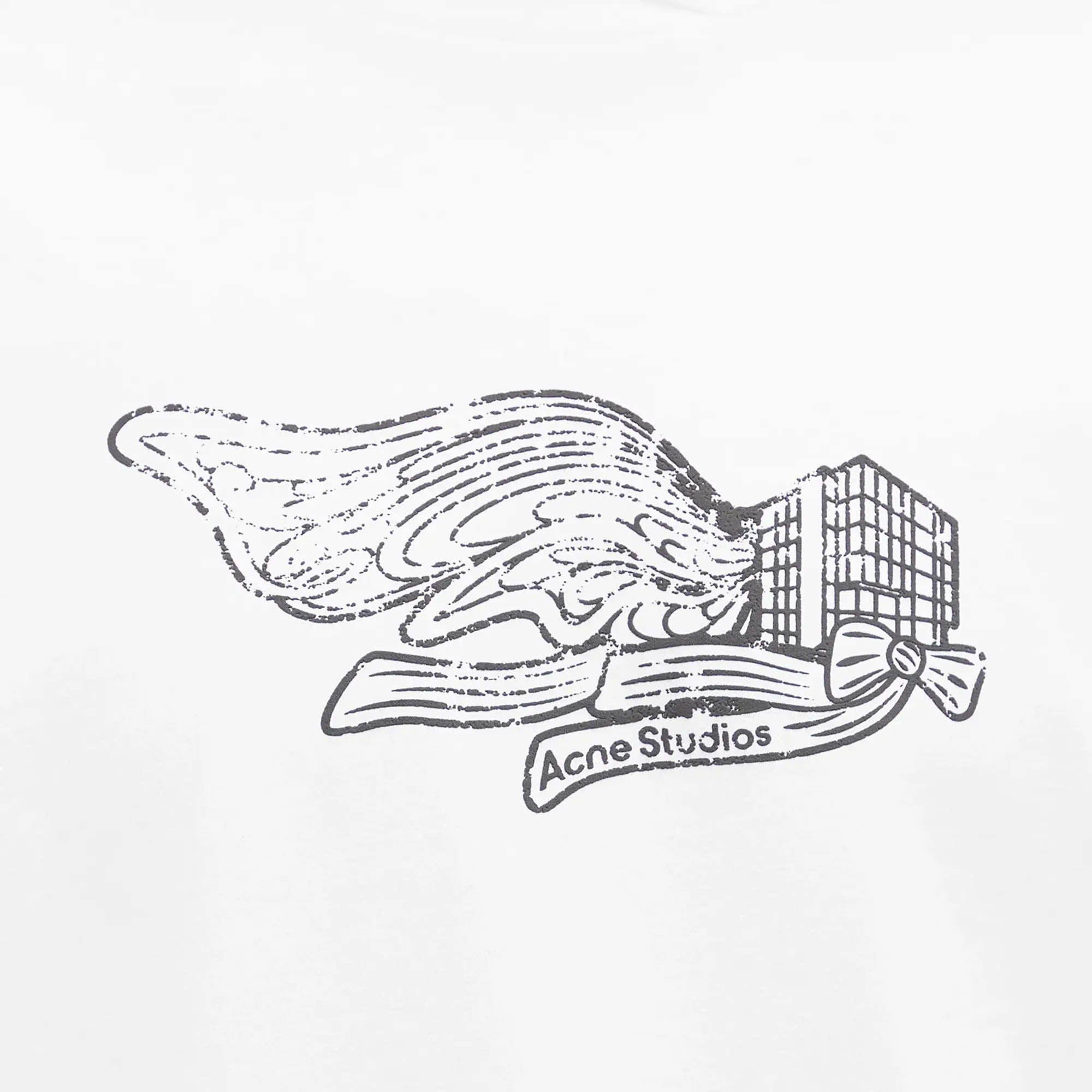 Acne Studios Men's Edden Logo Wings Long Sleeve T-Shirt Optic White
