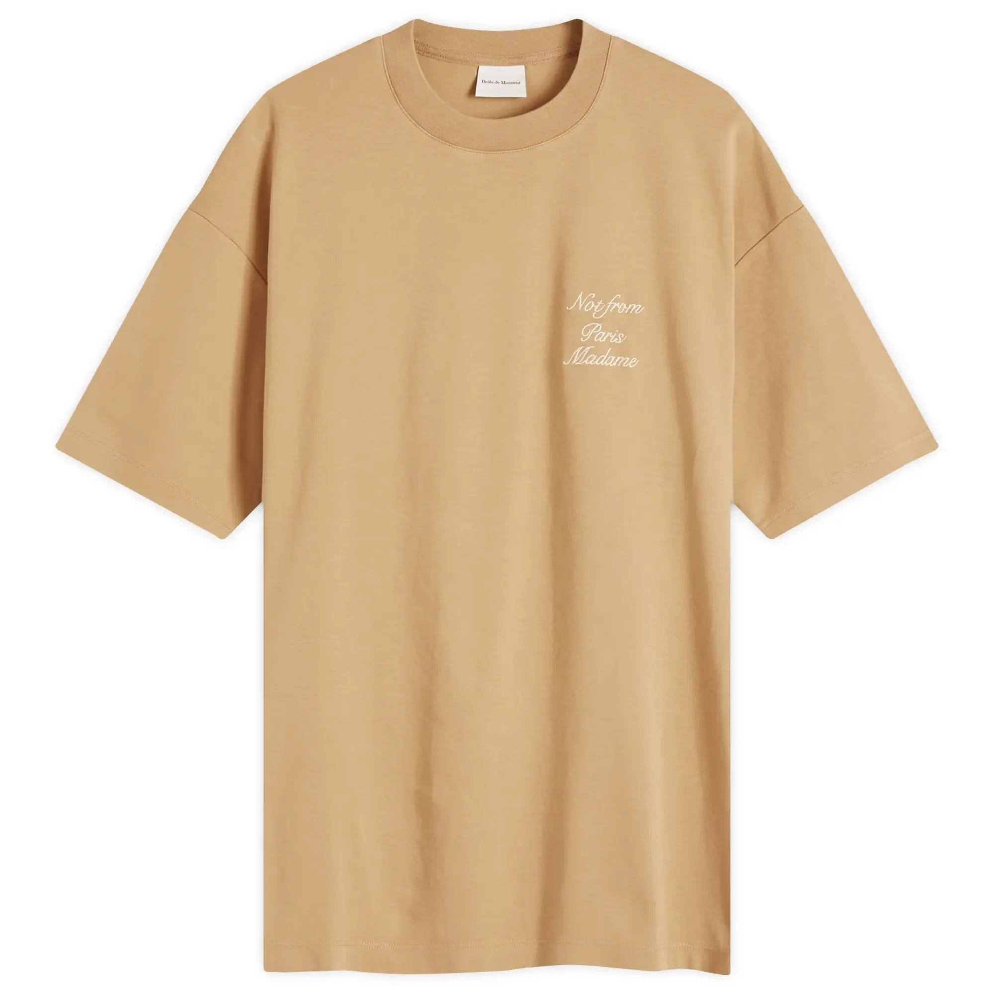 Drôle De Monsieur Le T-Shirt Slogan Calligraphy Men Shortsleeves Brown