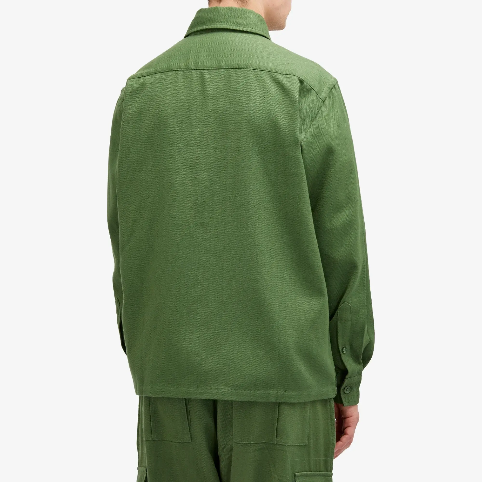 Kardo Men's Bhola Herringbone Patch Pocket Shirt Green