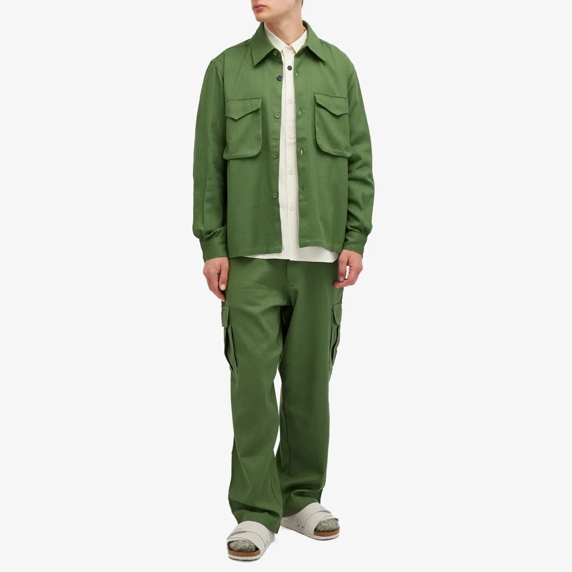 Kardo Men's Bhola Herringbone Patch Pocket Shirt Green