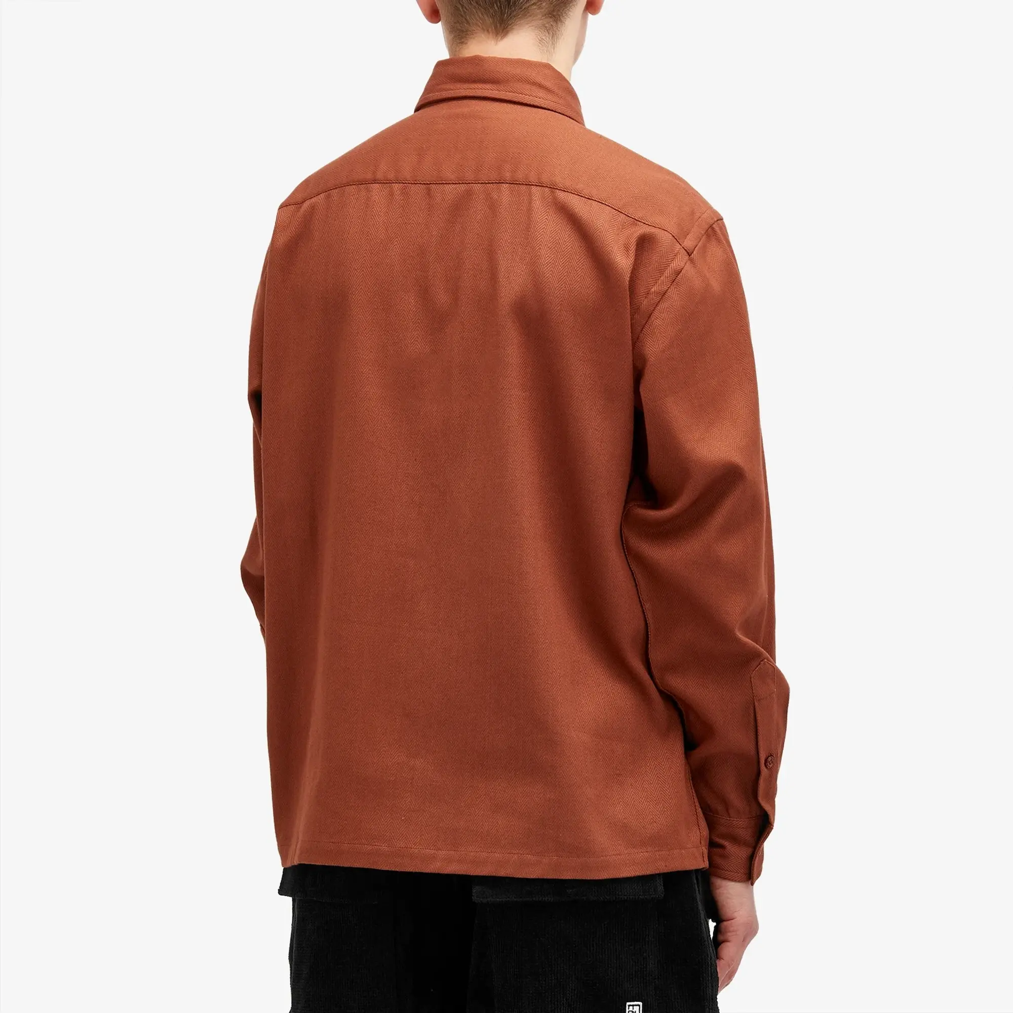 Kardo Men's Bhola Herringbone Patch Pocket Shirt Brown