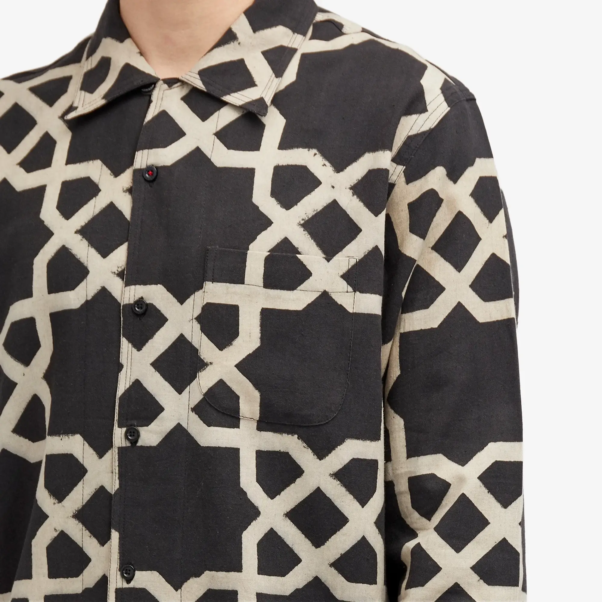 Kardo Men's Chintan Block Print Shirt Black