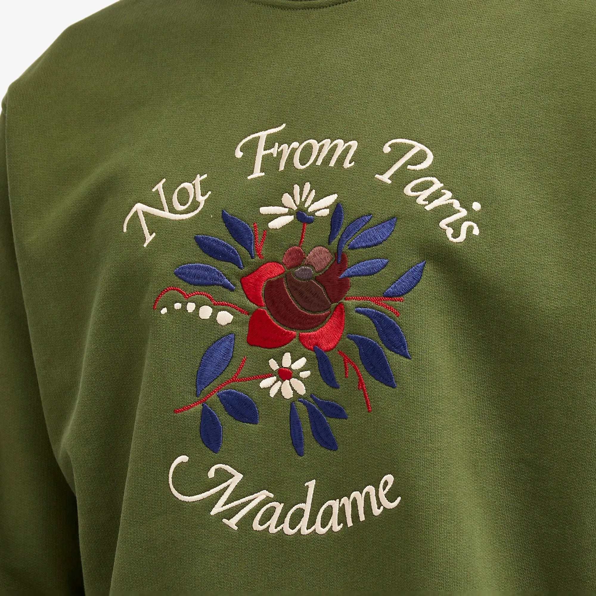 Drôle de Monsieur Men's Flowers Slogan Crew Sweatshirt Khaki