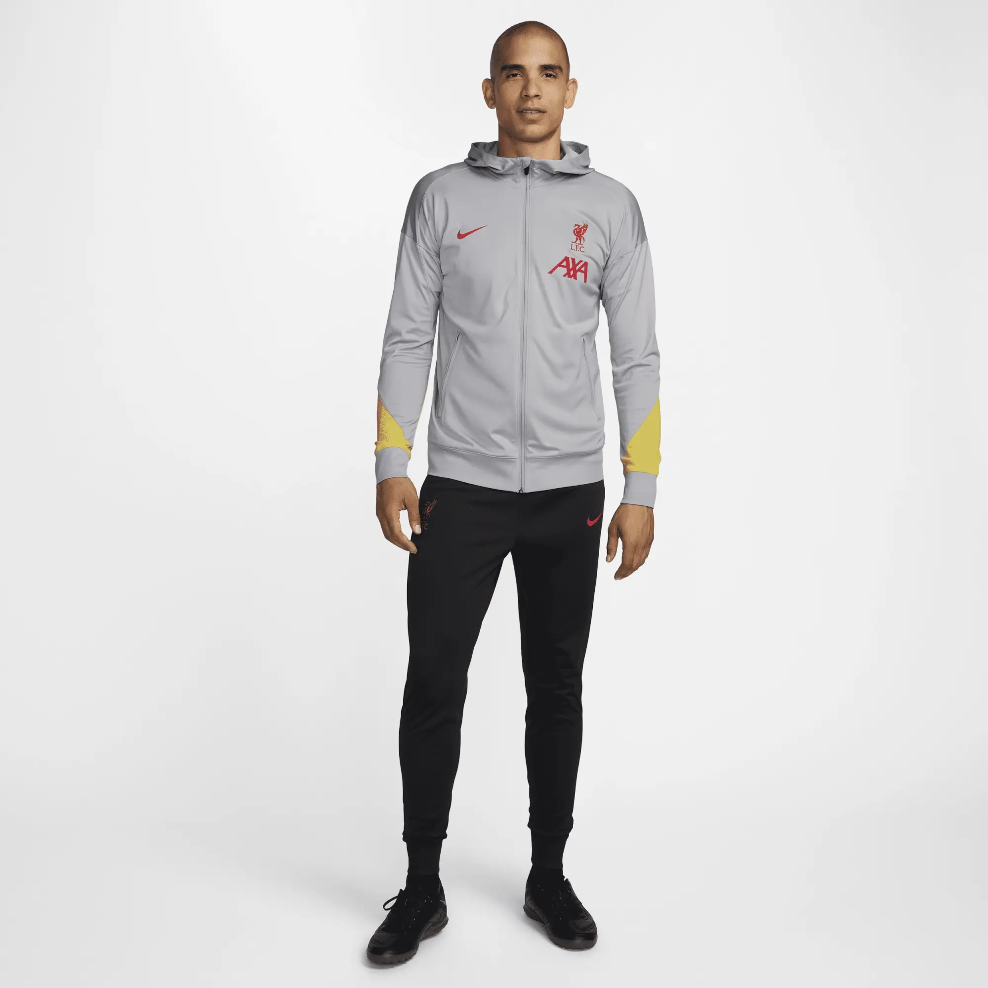 Liverpool F.C. Strike Third Men's Nike Dri-FIT Football Hooded Knit Tracksuit - Grey - Polyester