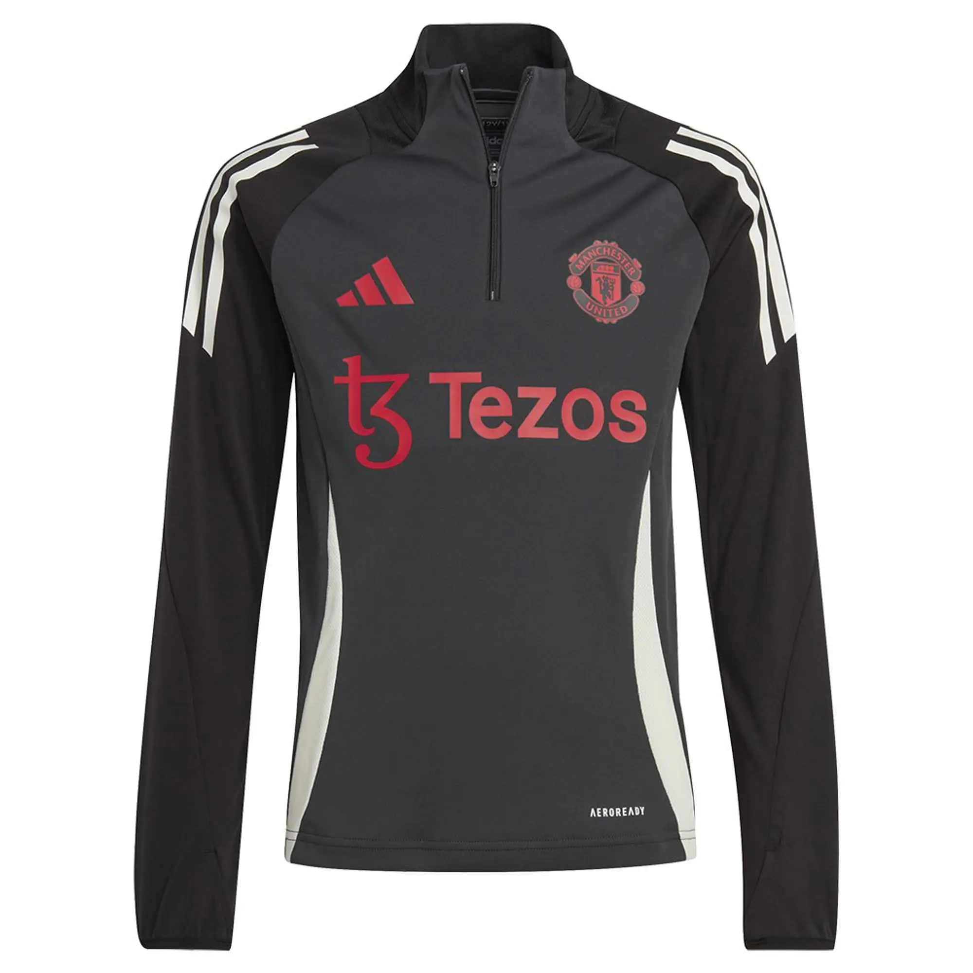 adidas Manchester United European Training Tiro 24 Training Quarter Zip Top Kids Dark Grey