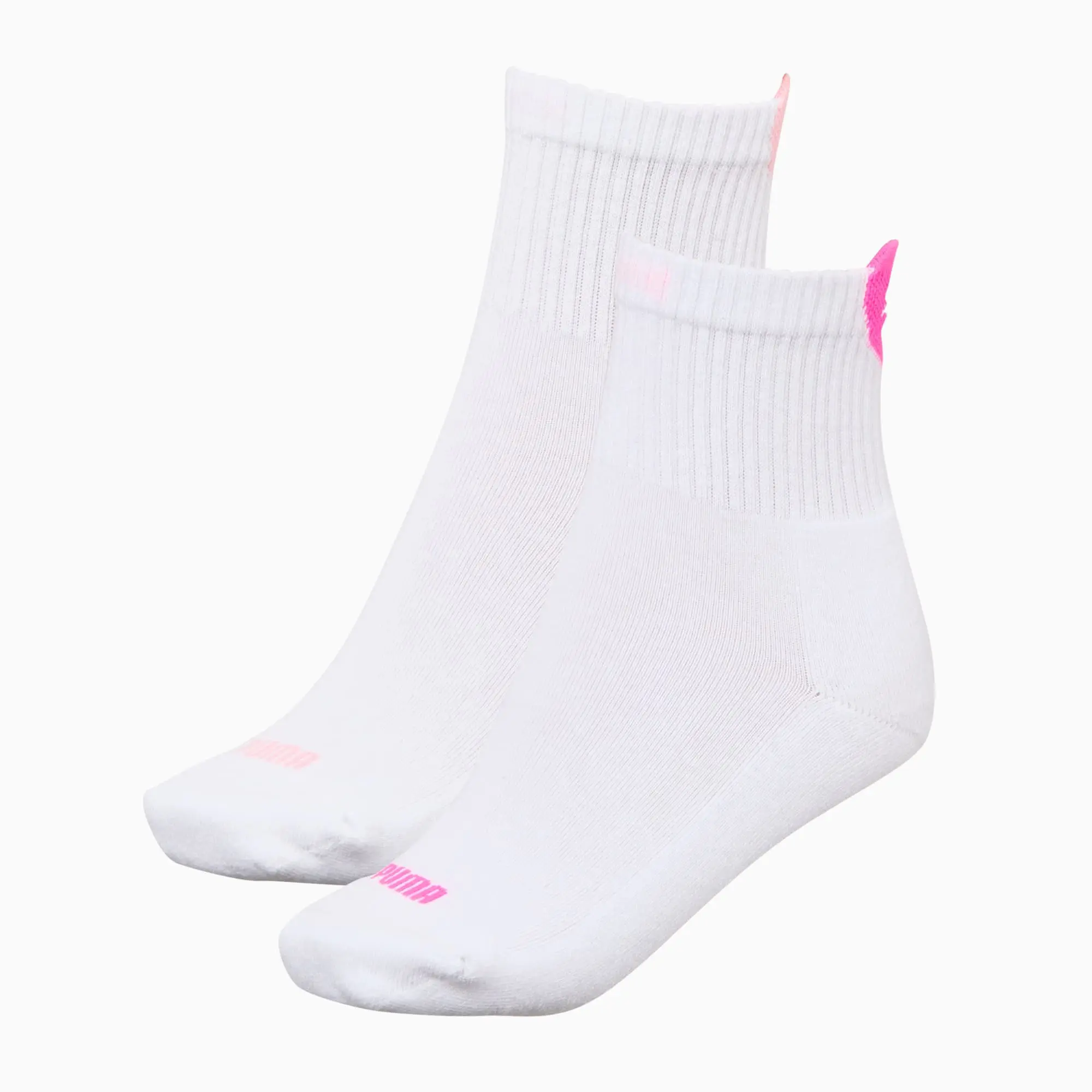 PUMA Women's Heart Short Crew Socks 2 Pack, White/Pink