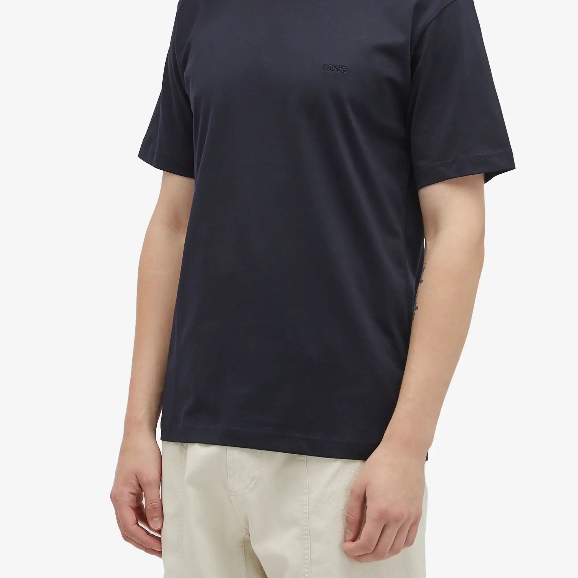 Norse Projects Men's Johannes Tonal Logo T-Shirt Dark Navy
