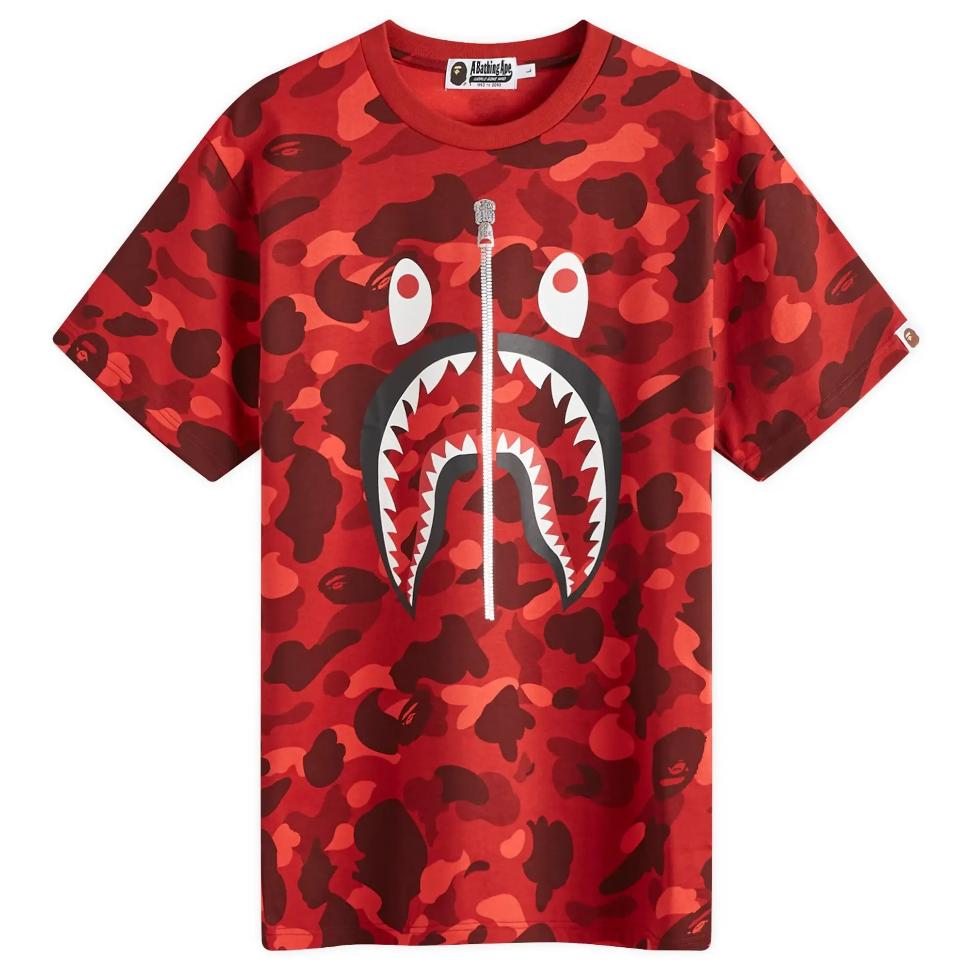 A Bathing Ape Men's All Over Colour Camo Shark T-Shirt Red
