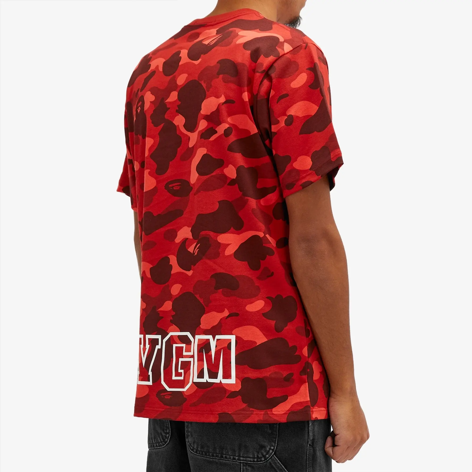A Bathing Ape Men's All Over Colour Camo Shark T-Shirt Red