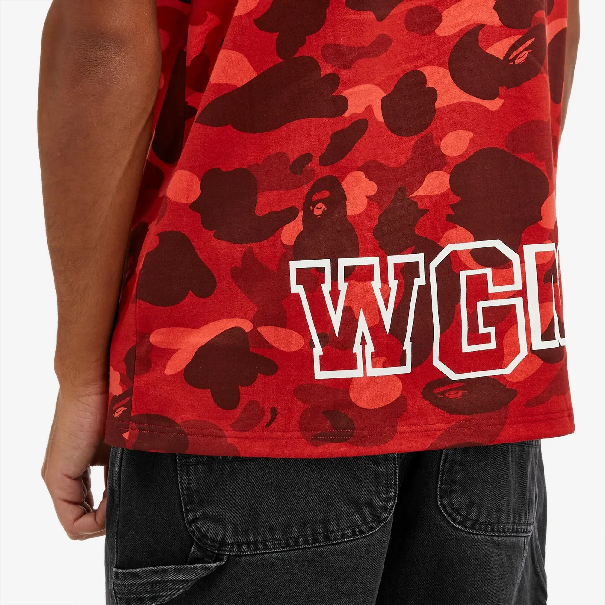 A Bathing Ape Men's All Over Colour Camo Shark T-Shirt Red