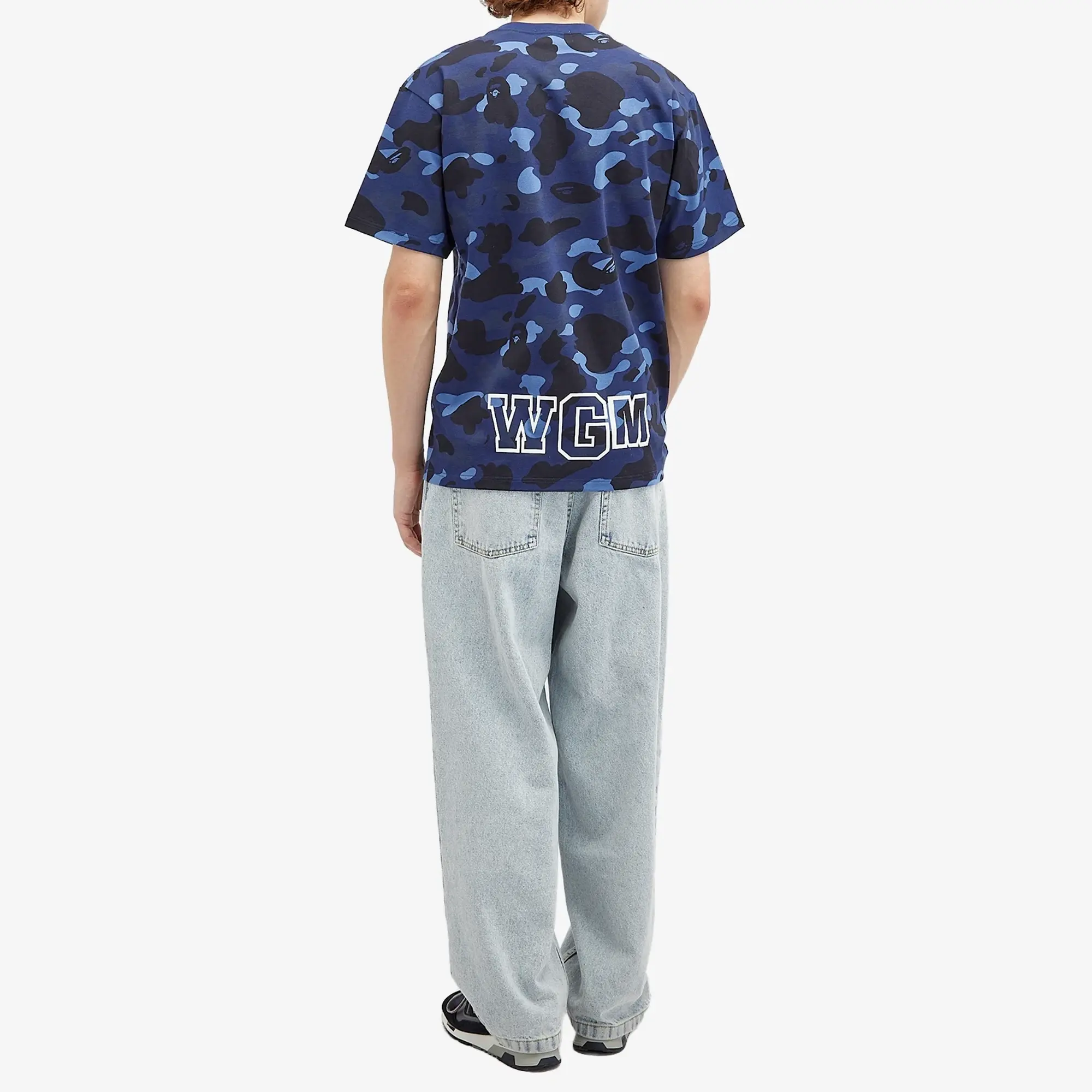 A Bathing Ape Men's All Over Colour Camo Shark T-Shirt Navy