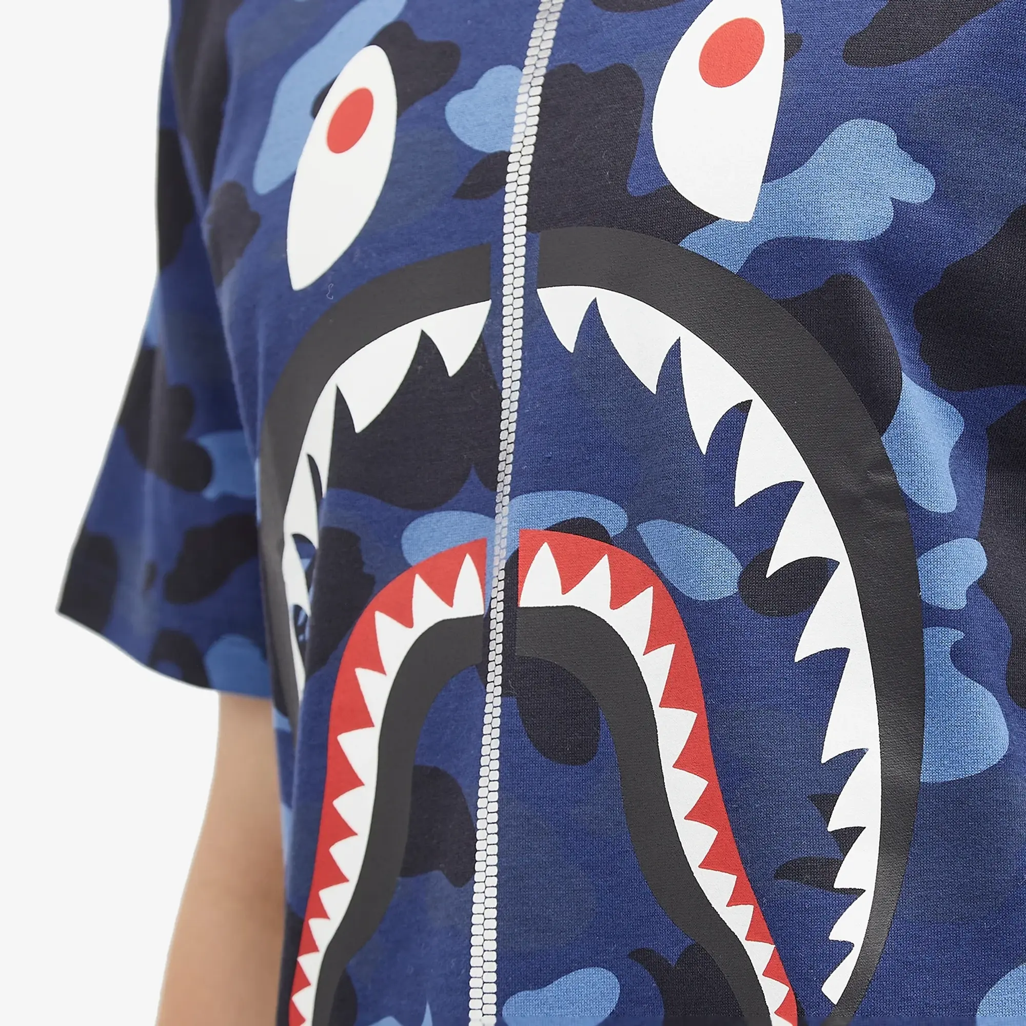 A Bathing Ape Men's All Over Colour Camo Shark T-Shirt Navy