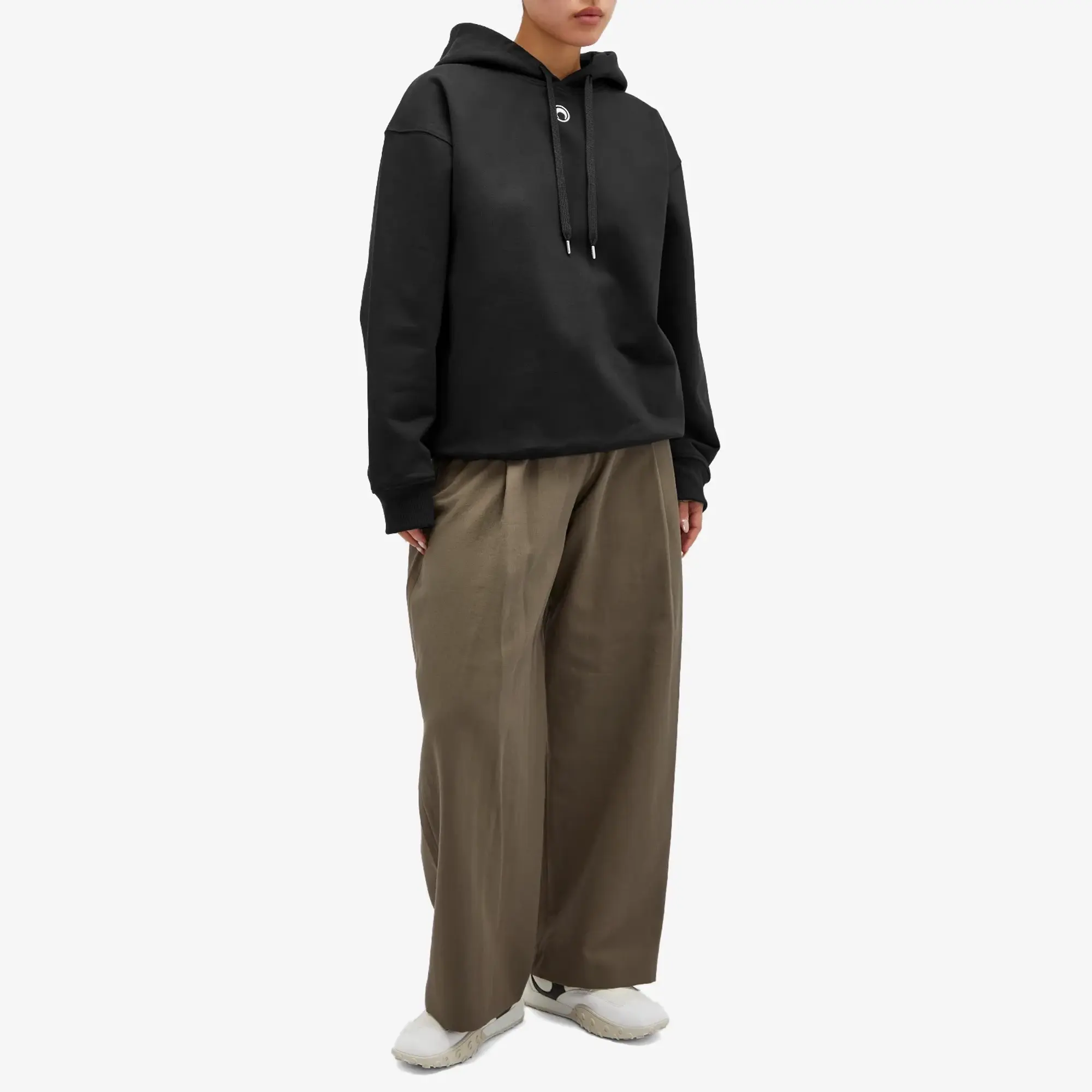 Marine Serre Women's Moon Logo Fleece Hoodie Black