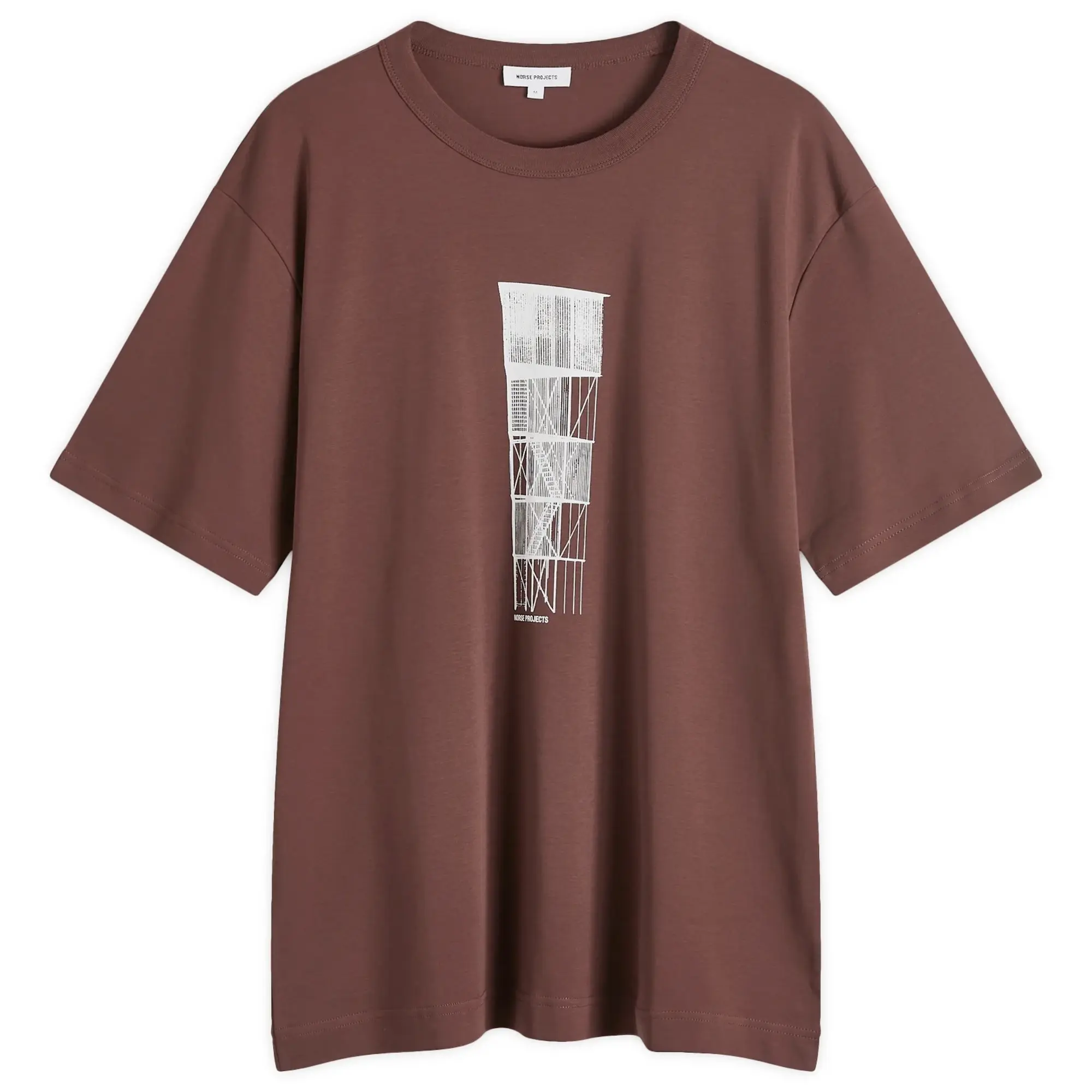 Norse Projects Men's Holger Tower Print T-Shirt Wine Red