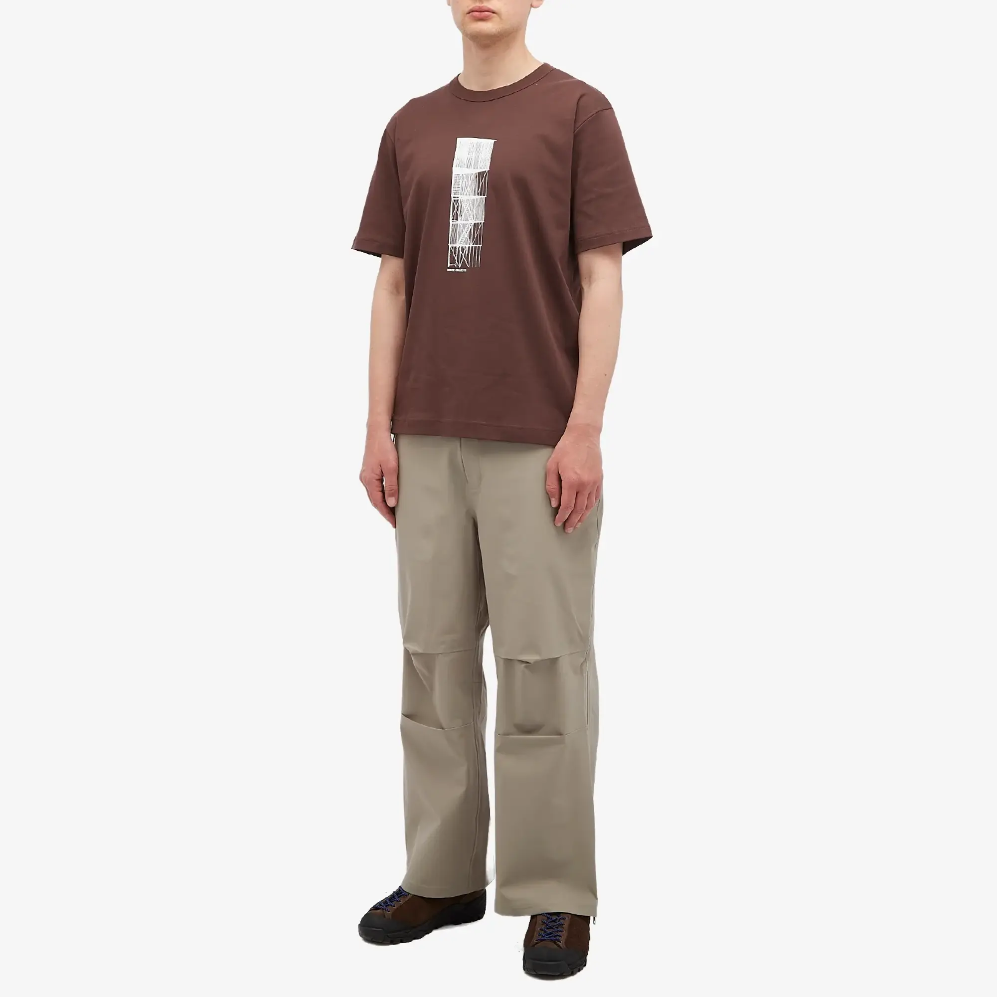 Norse Projects Men's Holger Tower Print T-Shirt Wine Red