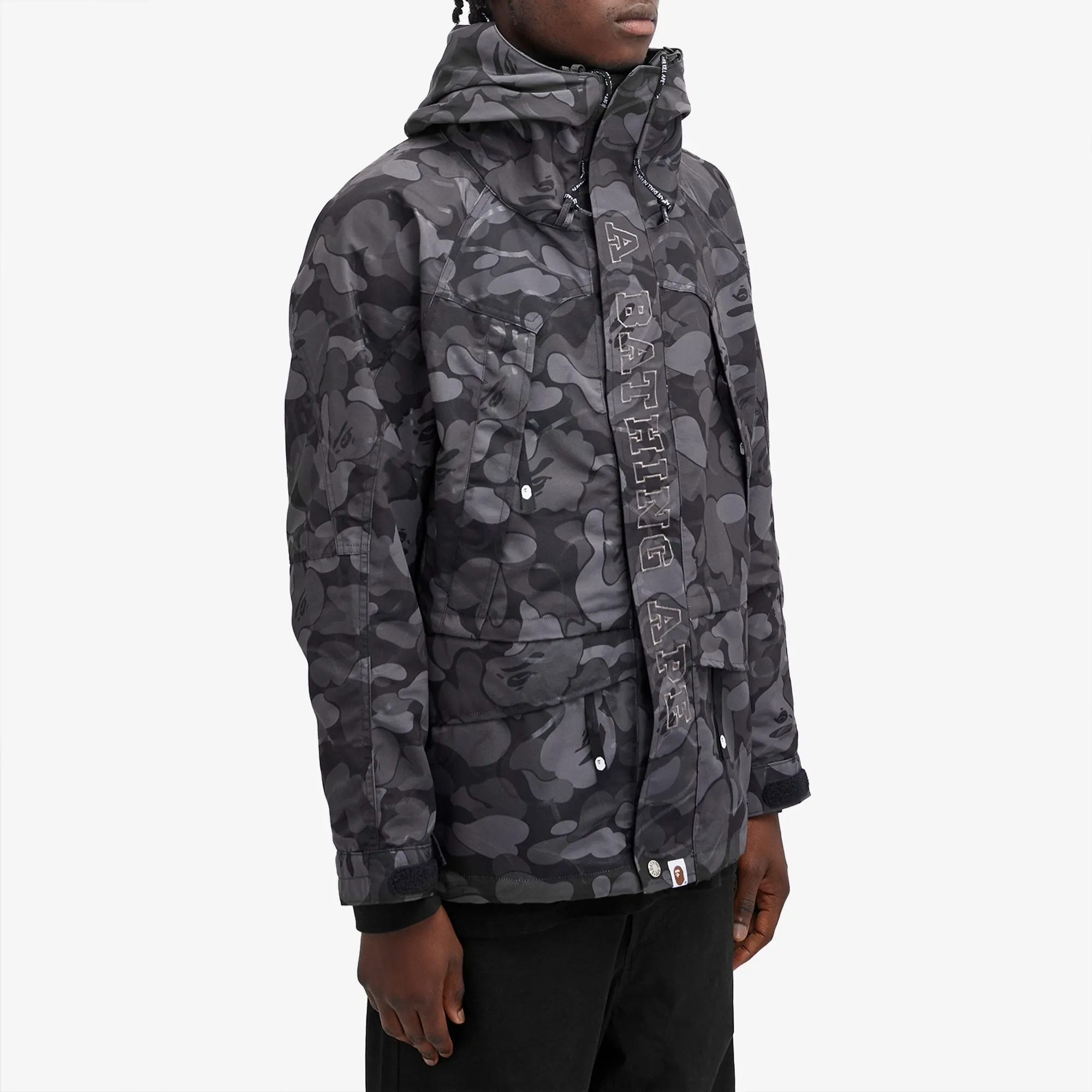 A Bathing Ape Men's Laminated Camo Snowboard Jacket Black