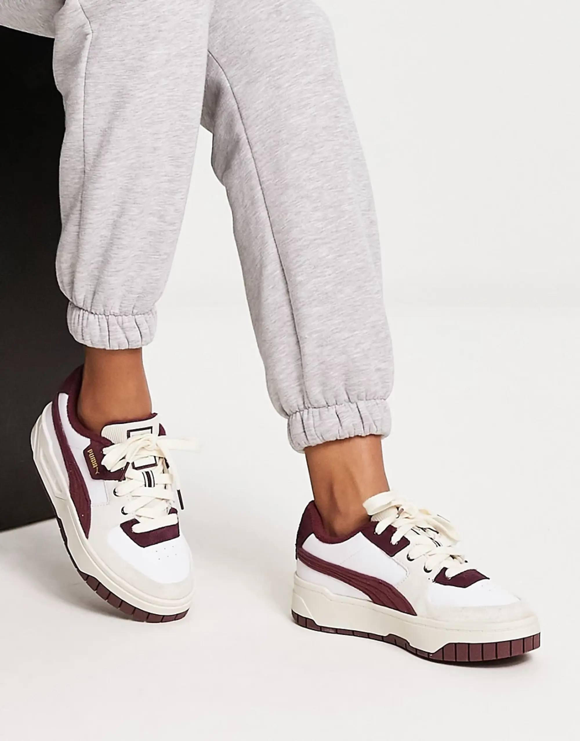 Puma Cali Dream Chunky Trainers In Off White And Burgundy