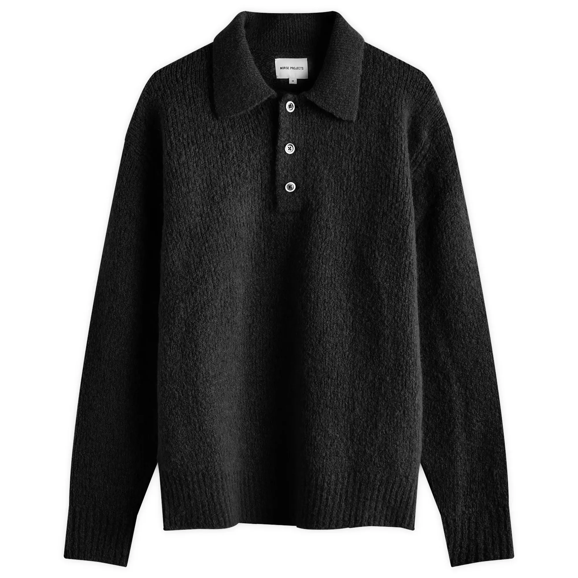 Norse Projects Men's Rasmus Brushed Knit Polo Black