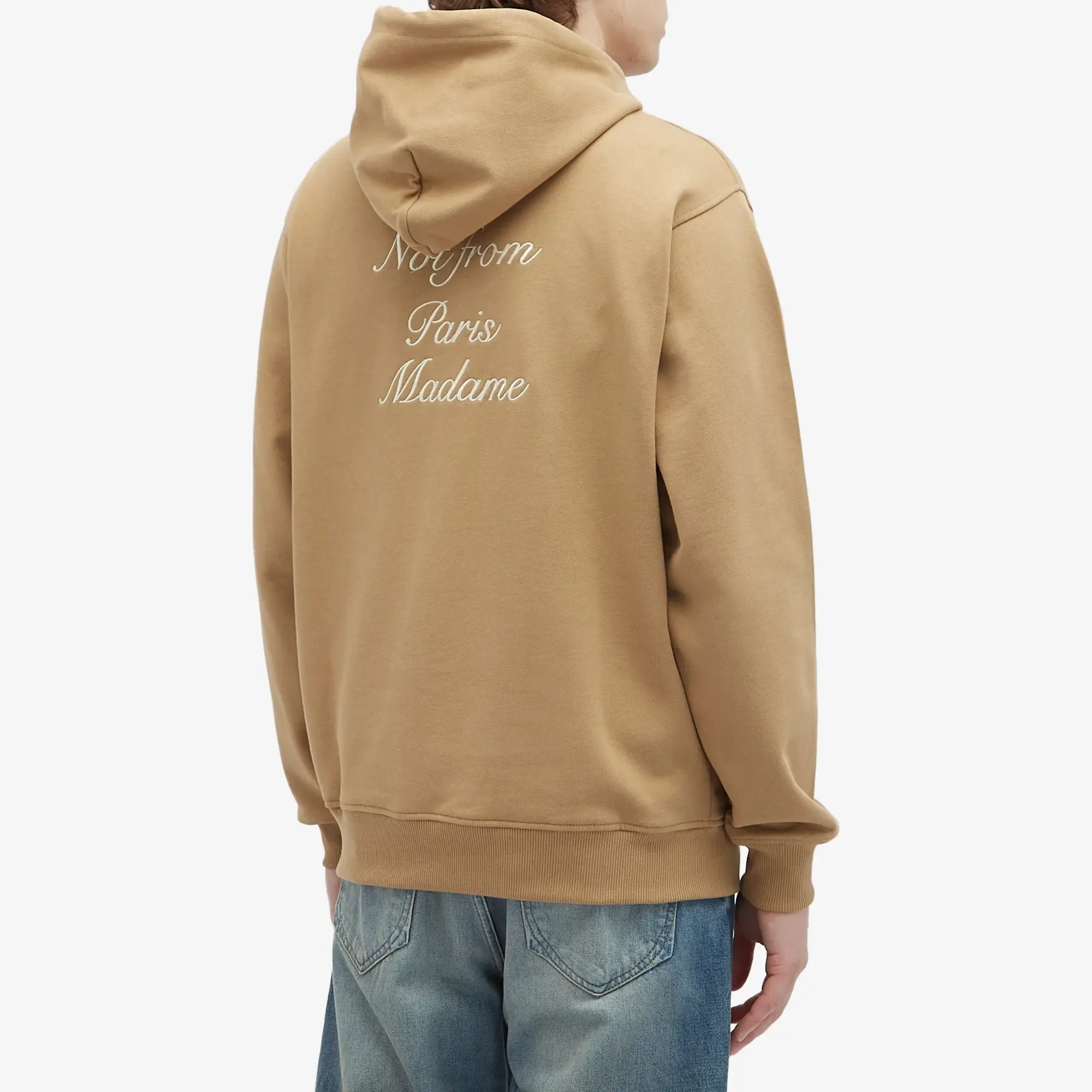 Drôle de Monsieur Men's Not From Paris Madame Calligraphy Hoodie Ice Brown