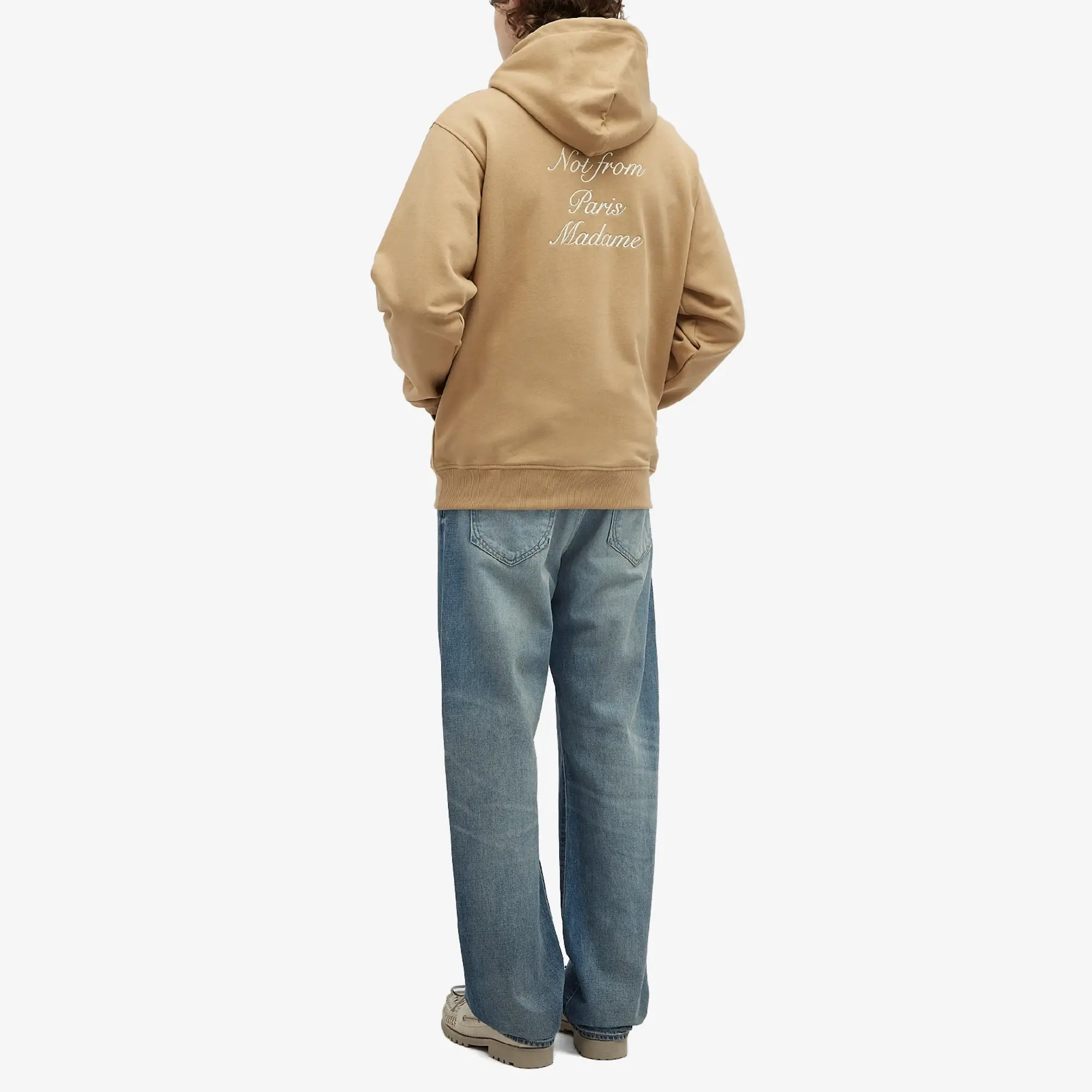 Drôle de Monsieur Men's Not From Paris Madame Calligraphy Hoodie Ice Brown
