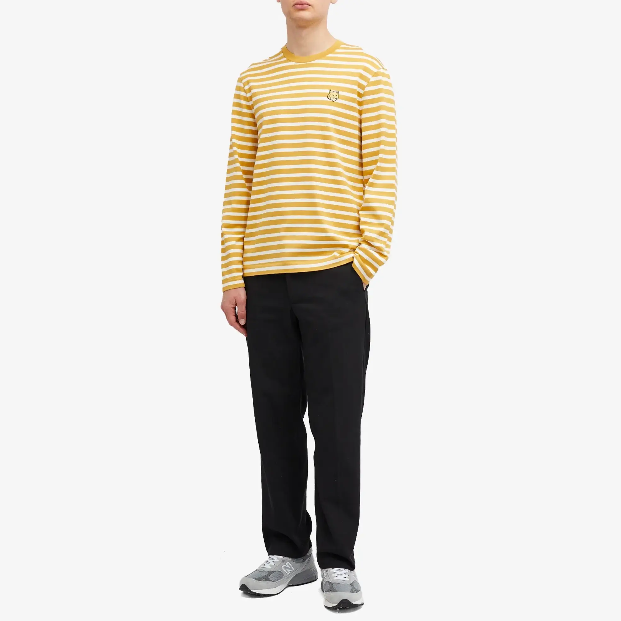 Maison Kitsuné Maison Kitsune Bold Fox Head Marin Long Sleeve T-Shirt Birch/Milk