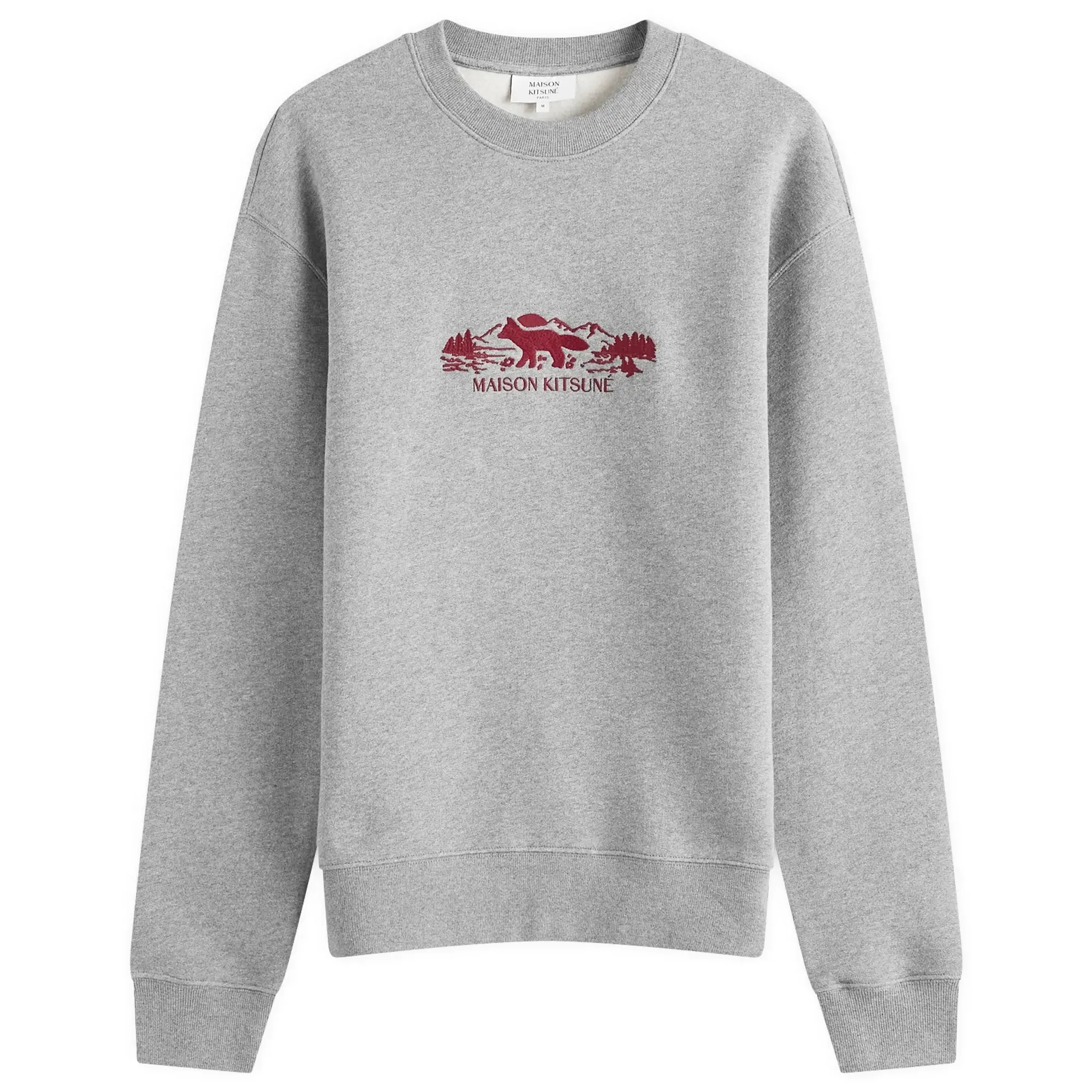 Maison Kitsuné Maison Kitsune Outdoor Profile Fox Comfort Crew Sweatshirt Medium Grey Melange