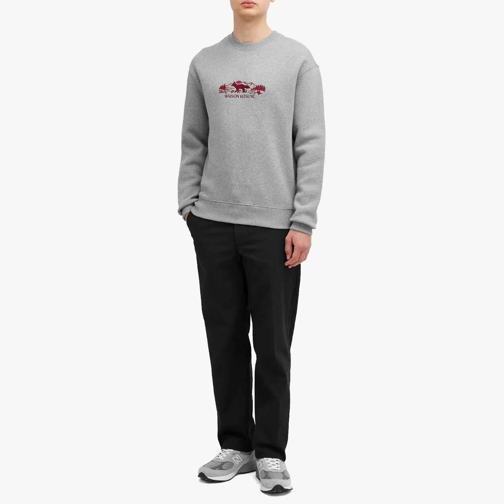 Maison Kitsuné Maison Kitsune Outdoor Profile Fox Comfort Crew Sweatshirt Medium Grey Melange