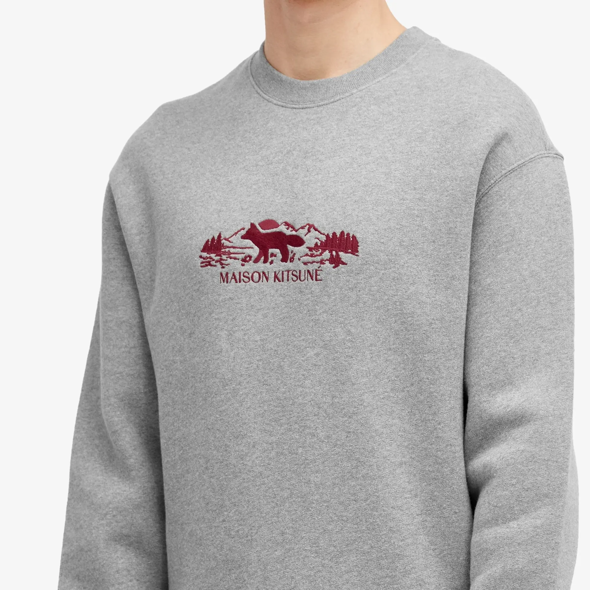 Maison Kitsuné Maison Kitsune Outdoor Profile Fox Comfort Crew Sweatshirt Medium Grey Melange