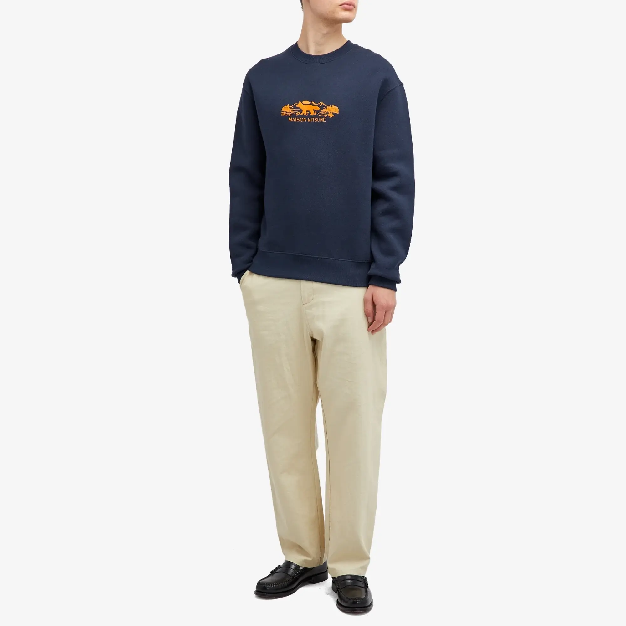 Maison Kitsuné Maison Kitsune Outdoor Profile Fox Comfort Crew Sweatshirt Navy
