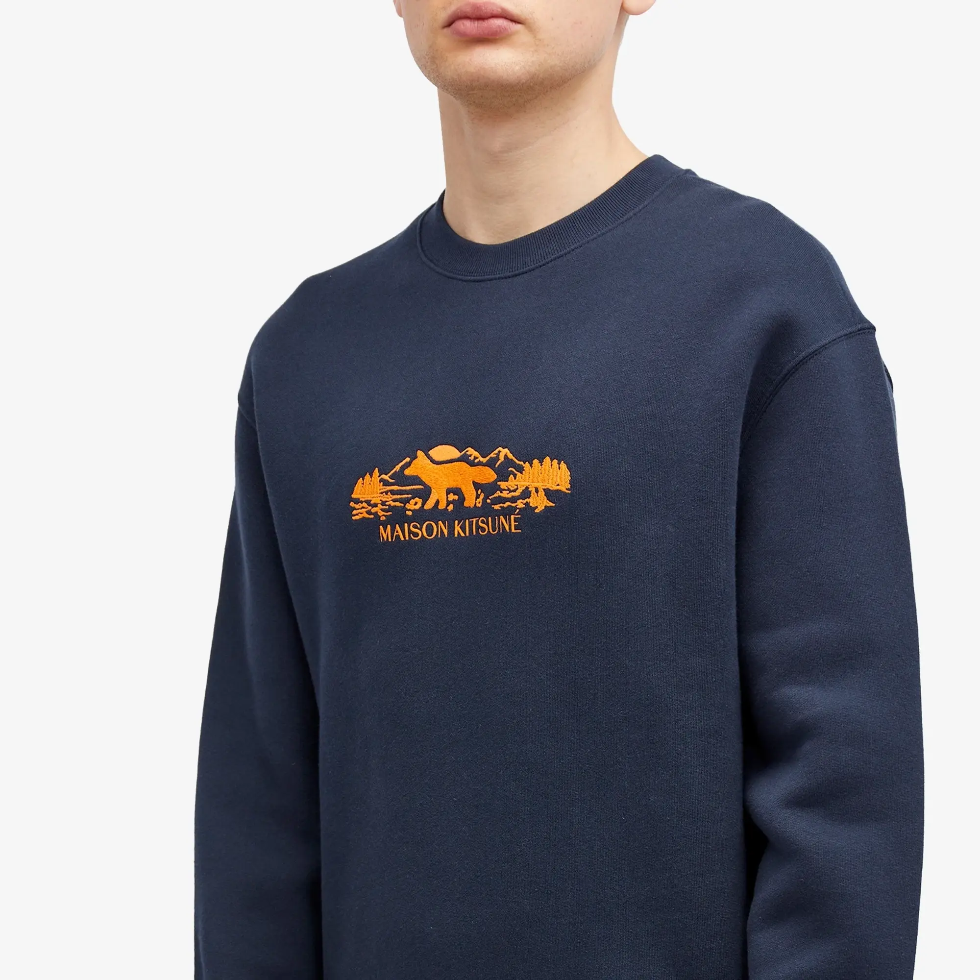 Maison Kitsuné Maison Kitsune Outdoor Profile Fox Comfort Crew Sweatshirt Navy