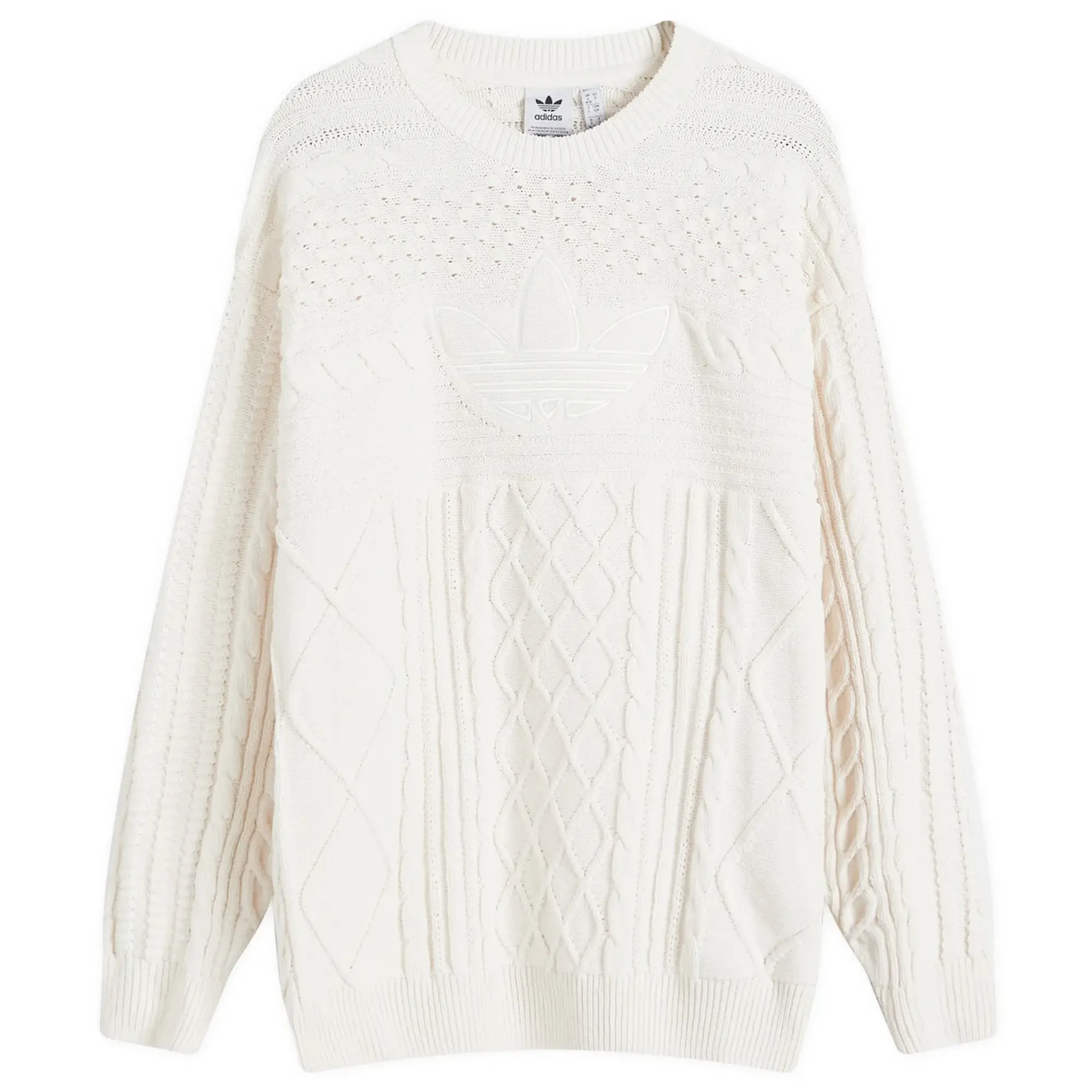 adidas Originals Womens 70s Knitted Trefoil Sweater - White - Size XL - White