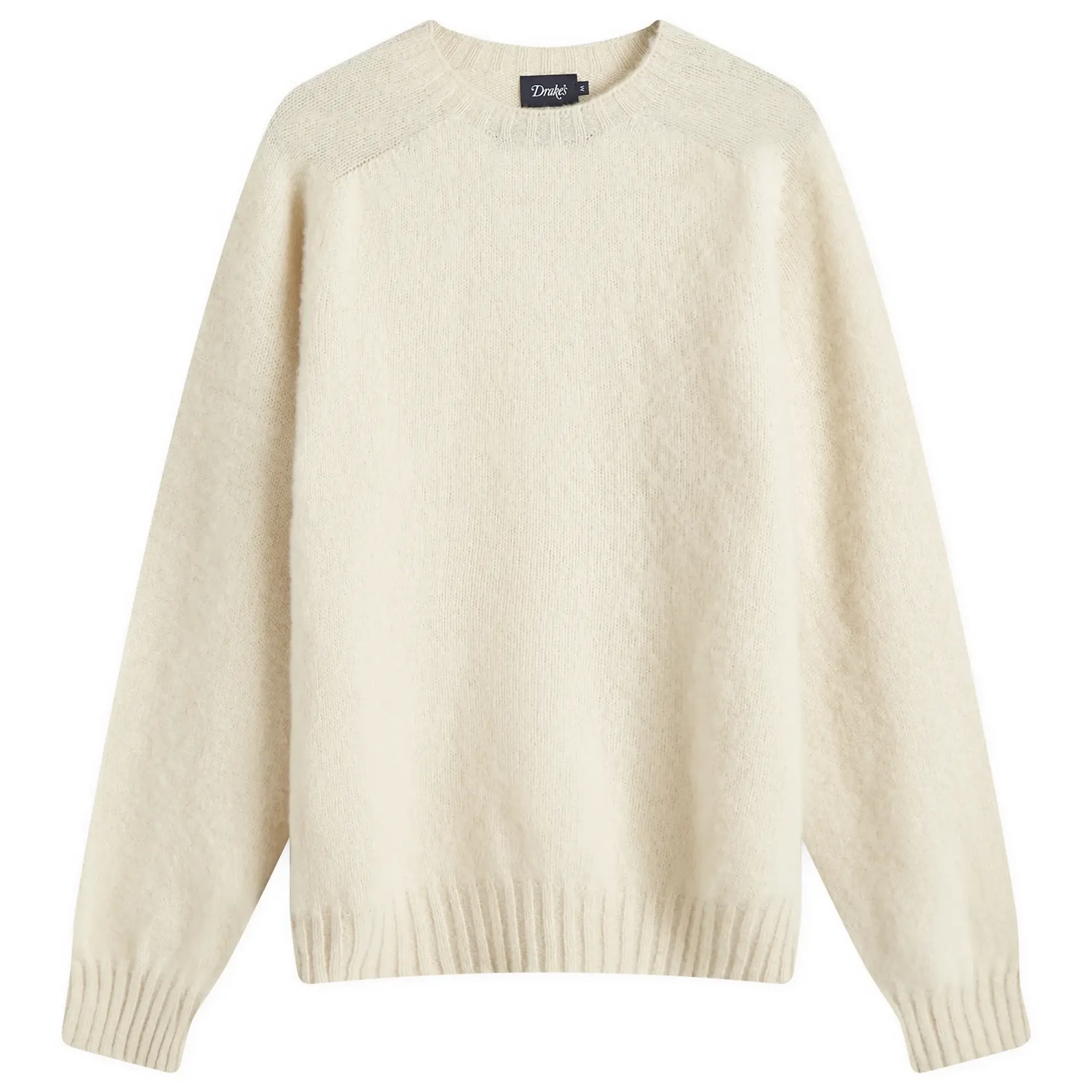 Drake's Men's Brushed Shetland Crewneck Jumper Cream