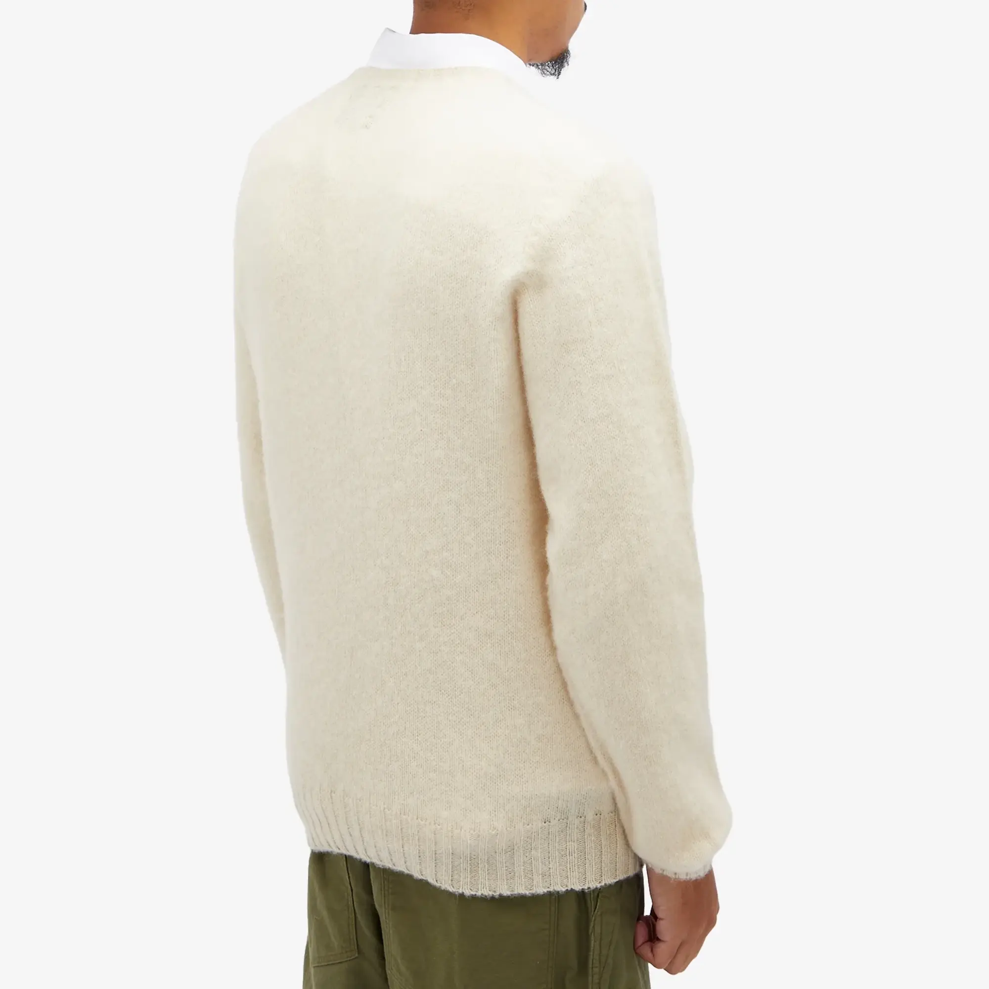 Drake's Men's Brushed Shetland Crewneck Jumper Cream