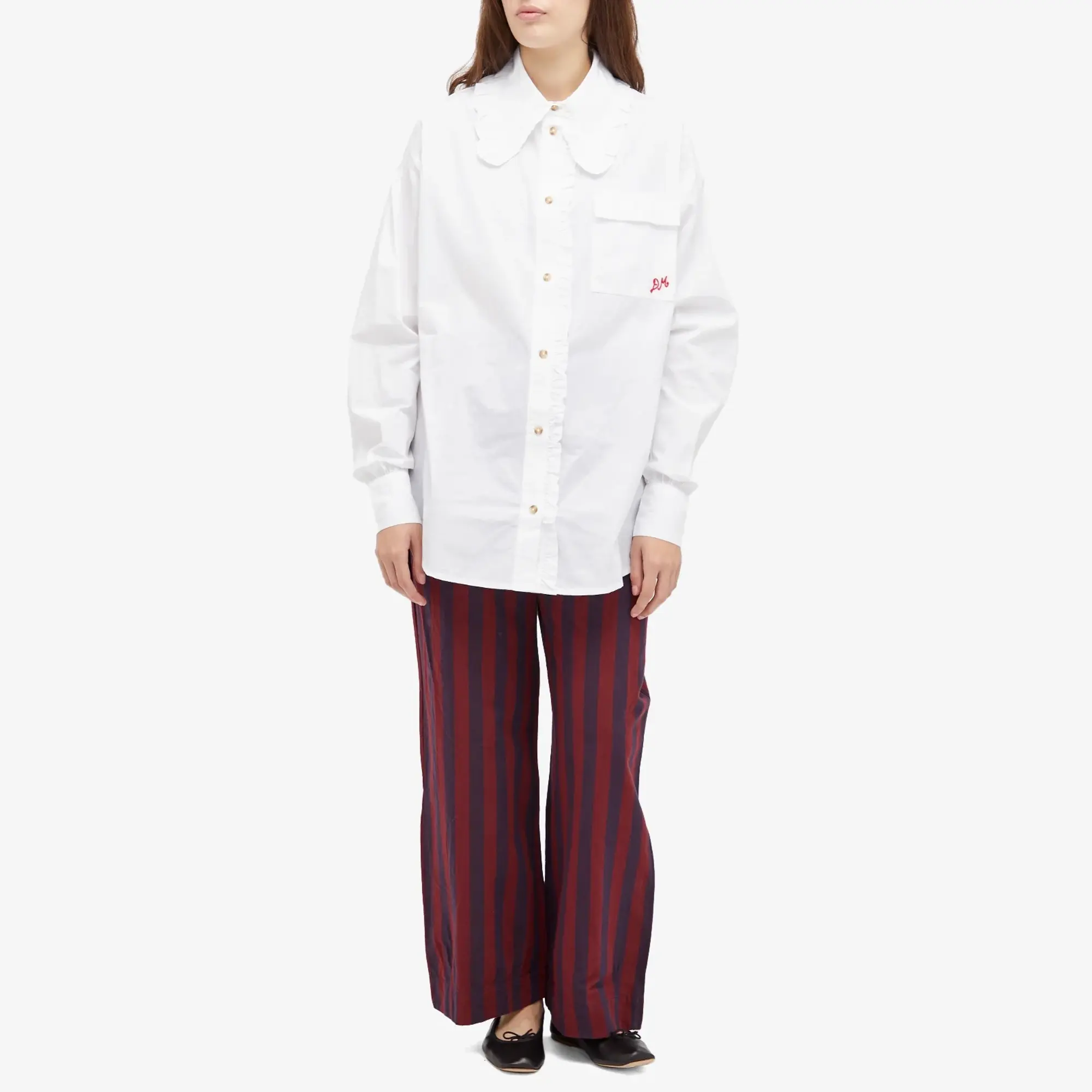 Damson Madder Women's Rafe Trousers Navy And Red Stripe