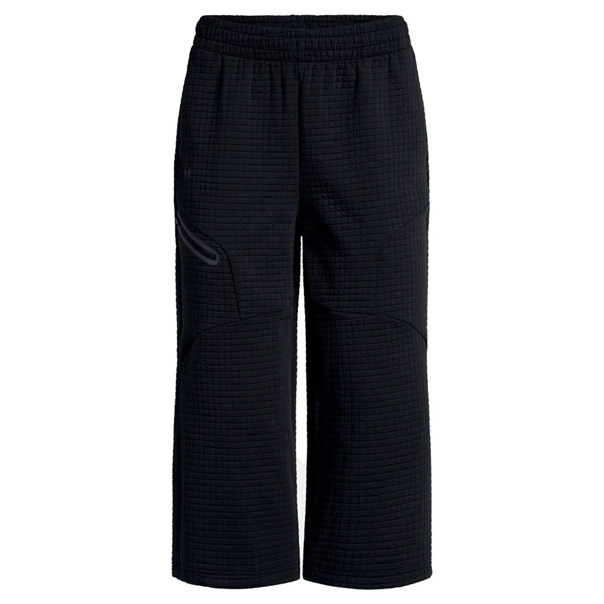 Women's  Under Armour  Unstoppable Fleece Grid Wide Leg Crop Pants Black / Black XS