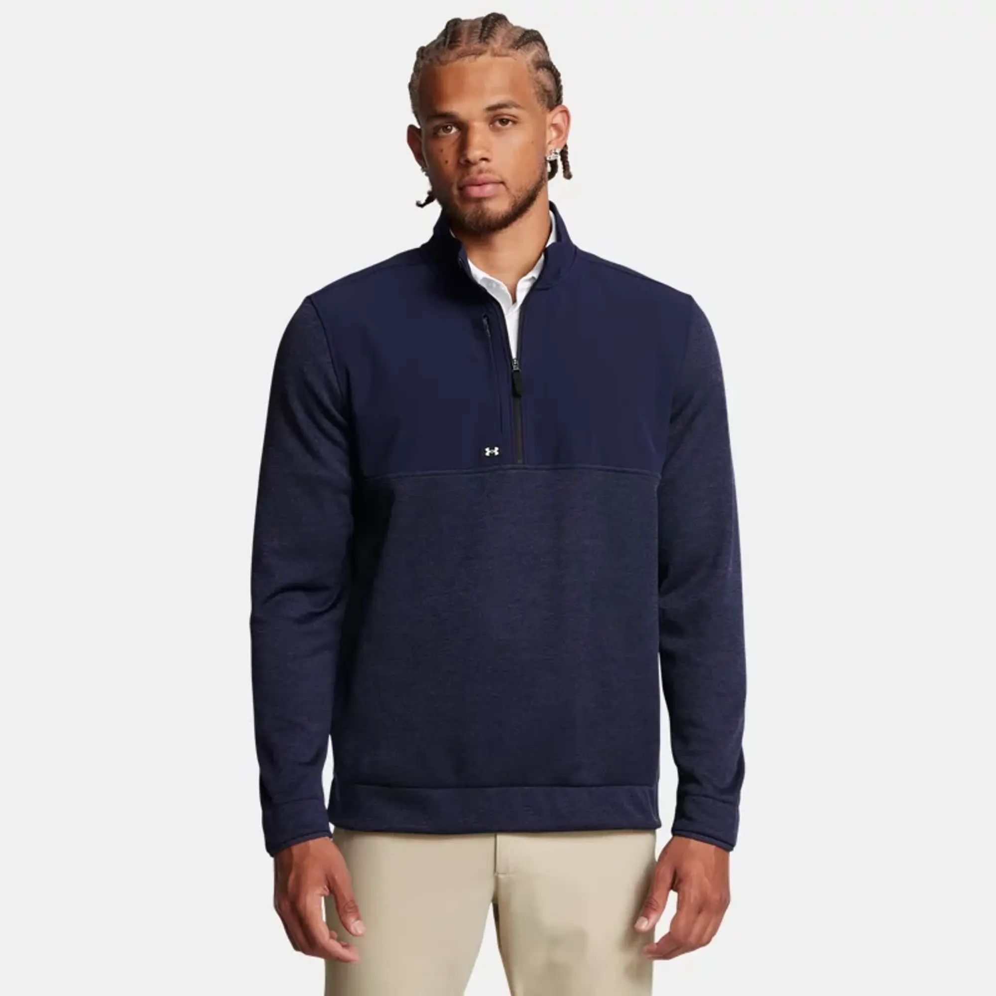 Men's  Under Armour  Drive Storm SweaterFleece ½ Zip Midnight Navy / Downpour Gray / White S