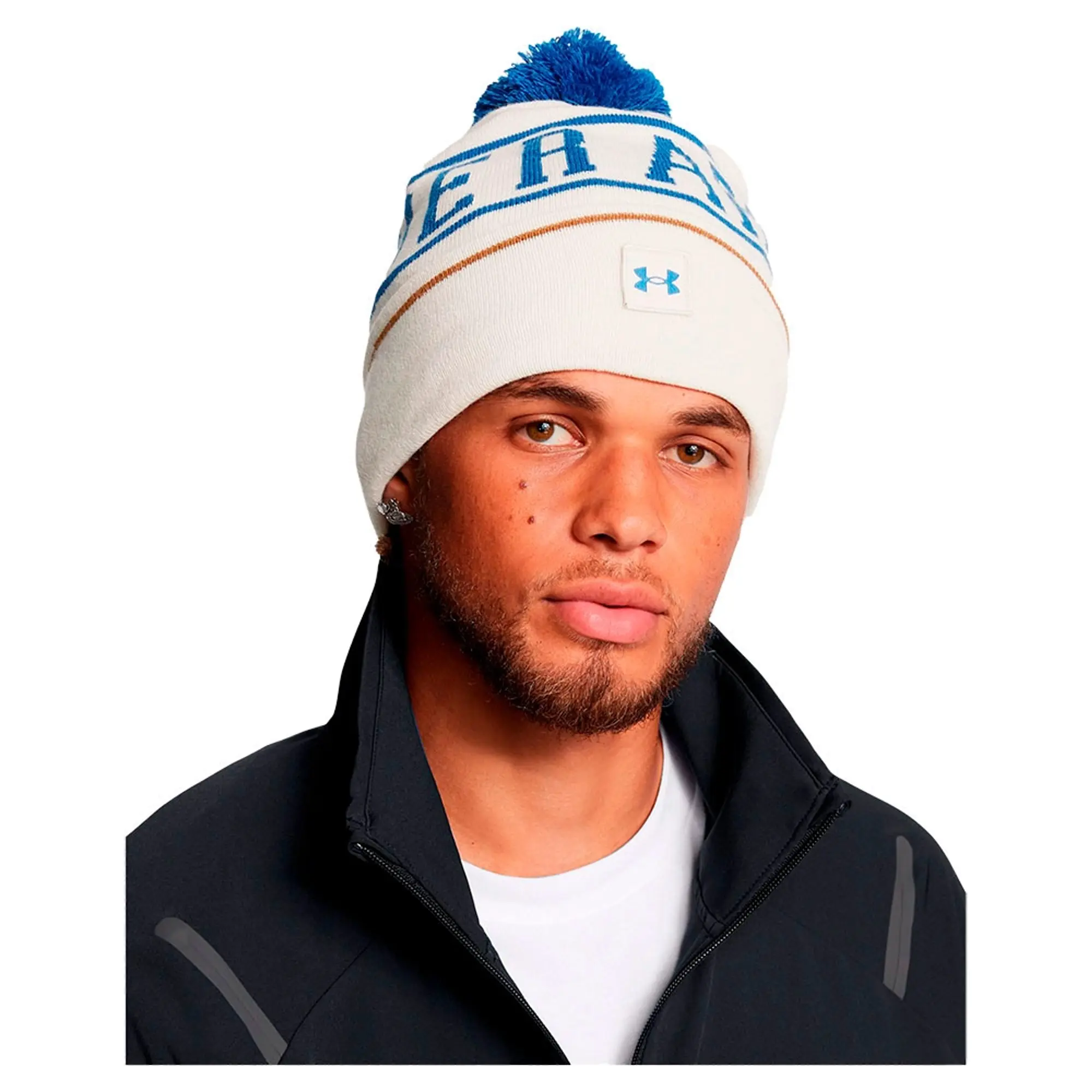 Under Armour Halftime Pom Golf Beanie - Summit White/Tech Blue Under Armour Halftime Pom Golf Beanie - Summit White/Tech Blue