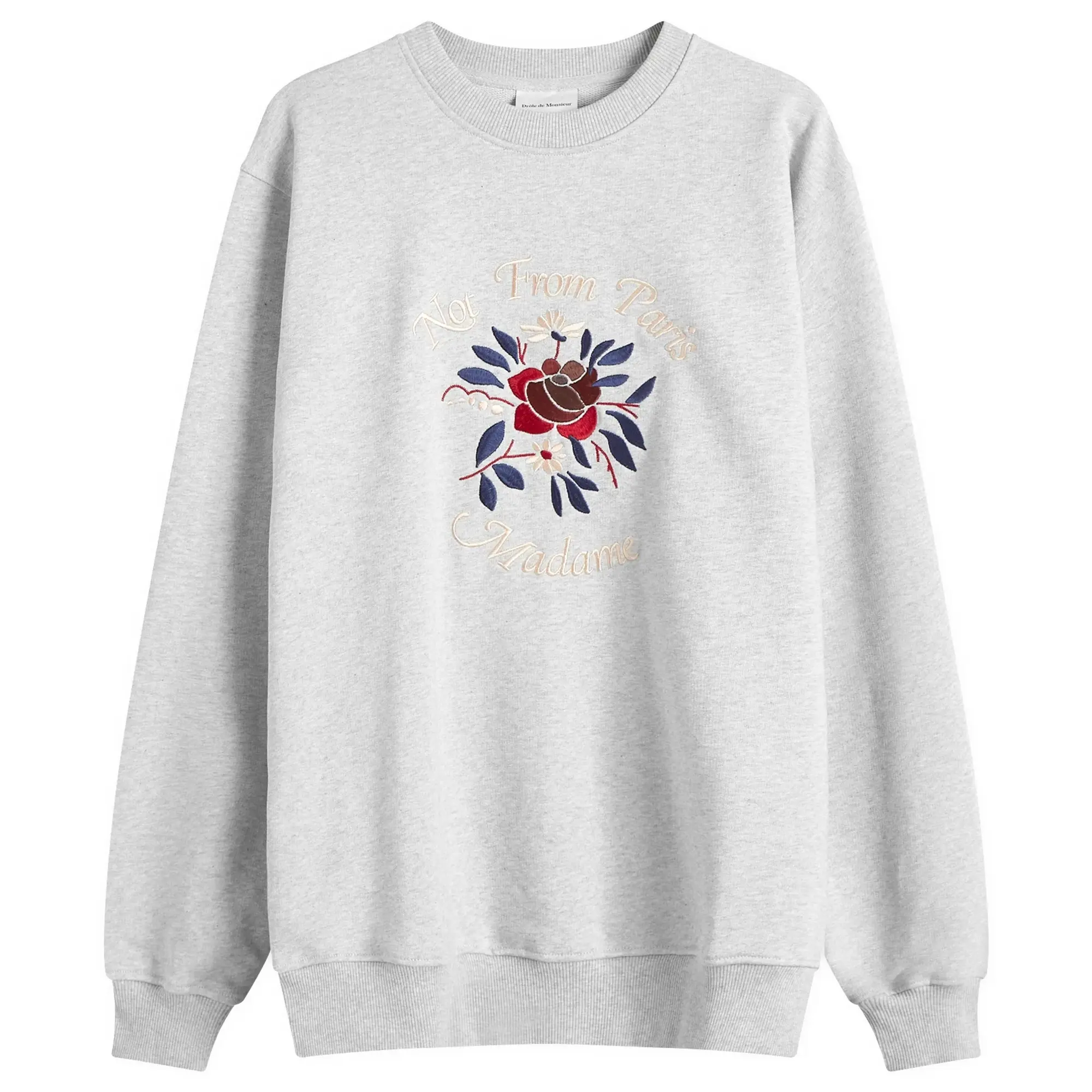 Drôle de Monsieur Men's Flowers Slogan Crew Sweatshirt Grey