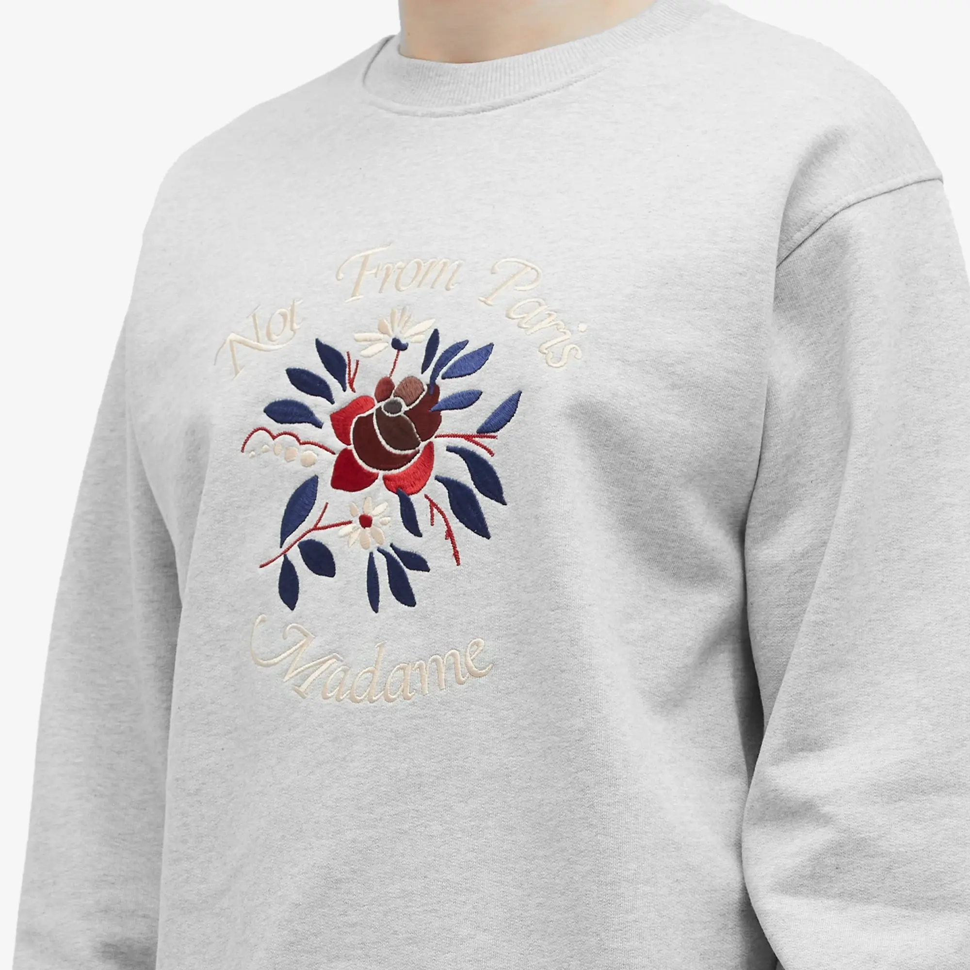 Drôle de Monsieur Men's Flowers Slogan Crew Sweatshirt Grey